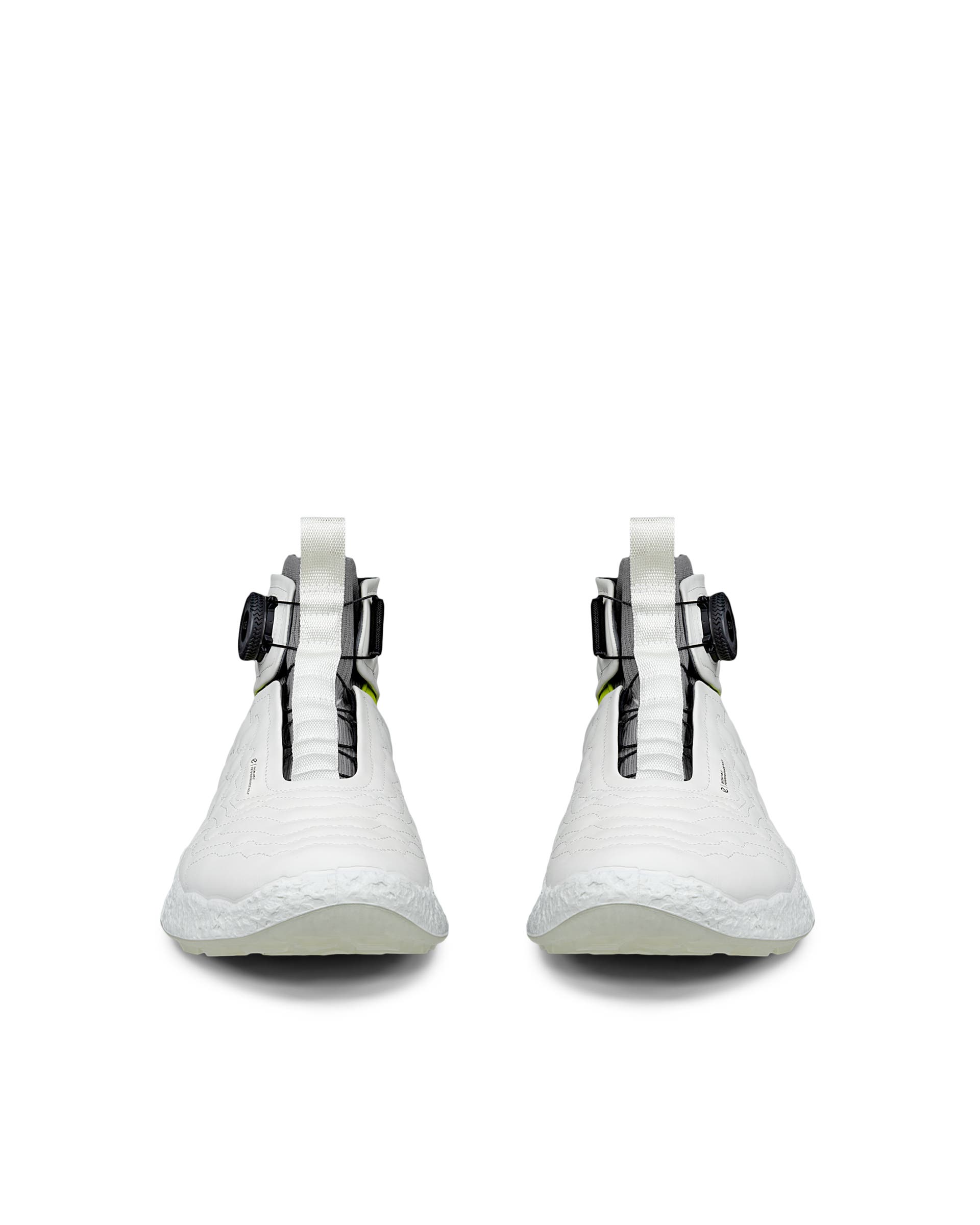 Men's ECCO® Golf Biom H5 Boa Leather Waterproof High-Top Golf Shoe - White - Front pair