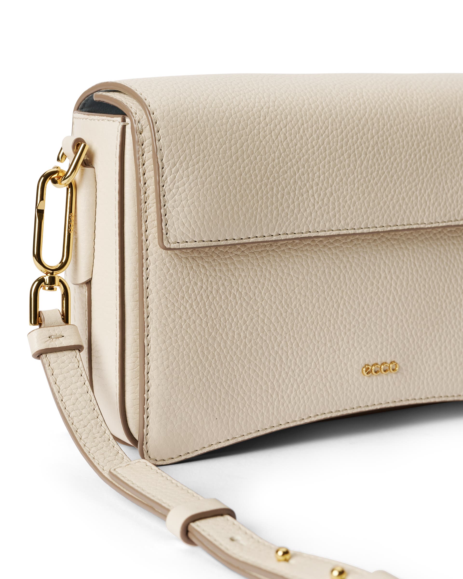 ECCO® Pinch Pebbled Leather Large Crossbody Bag - Beige - Detail-1