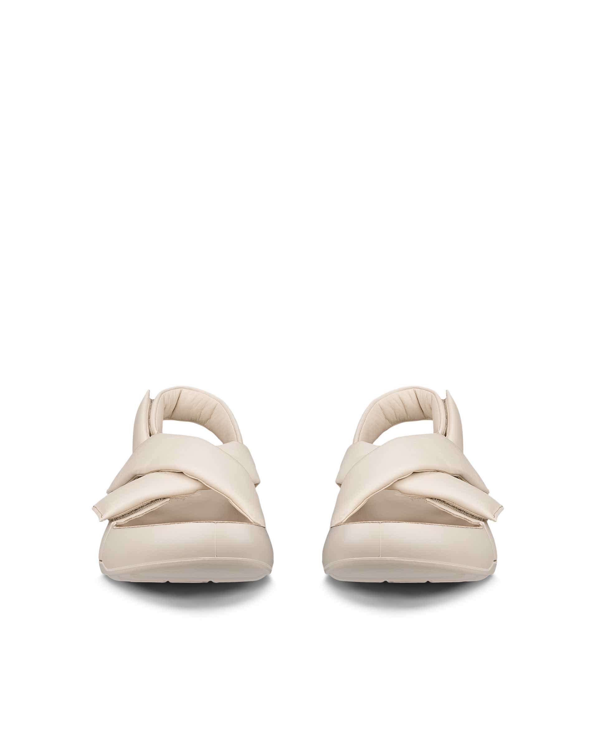Women's ECCO® Cozmo Platform Leather Sandal - Beige - Front pair