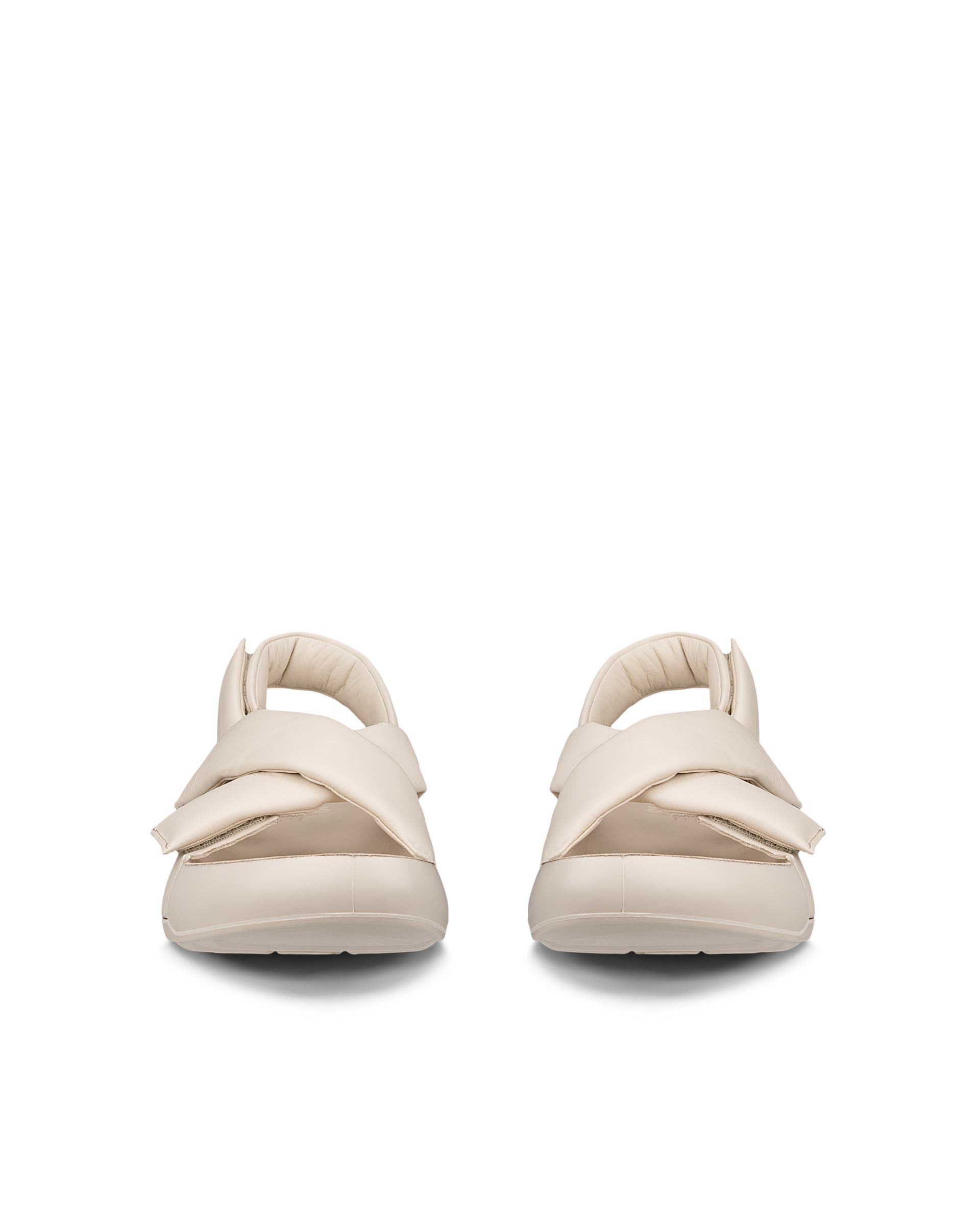 Women's ECCO® Cozmo Platform Leather Sandal - Beige - Front pair