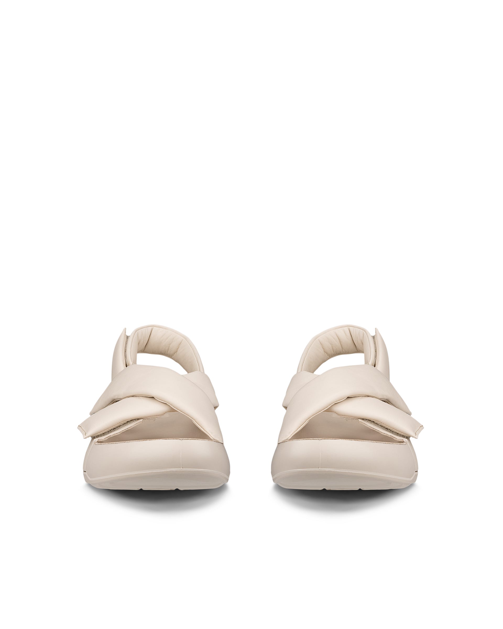 Women's ECCO® Cozmo Platform Leather Sandal - Beige - Front pair