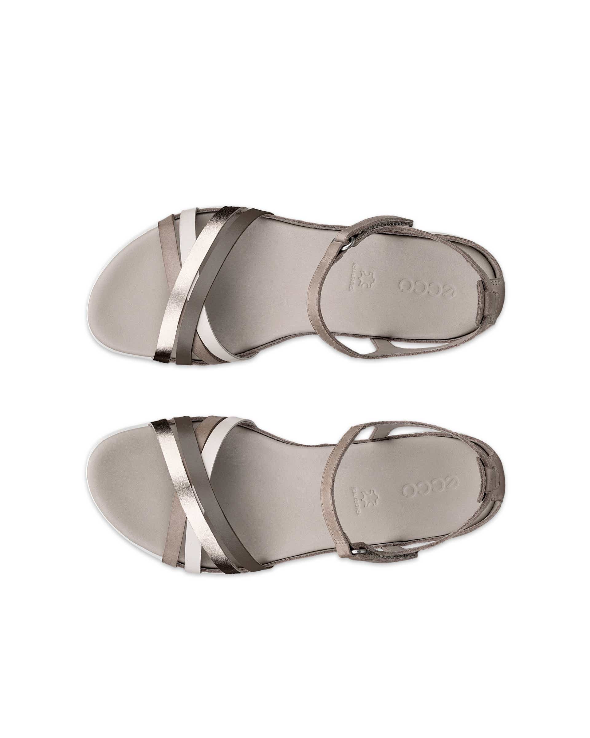 Women's ECCO® Flash Leather Flat Sandal - Gray - Top left pair