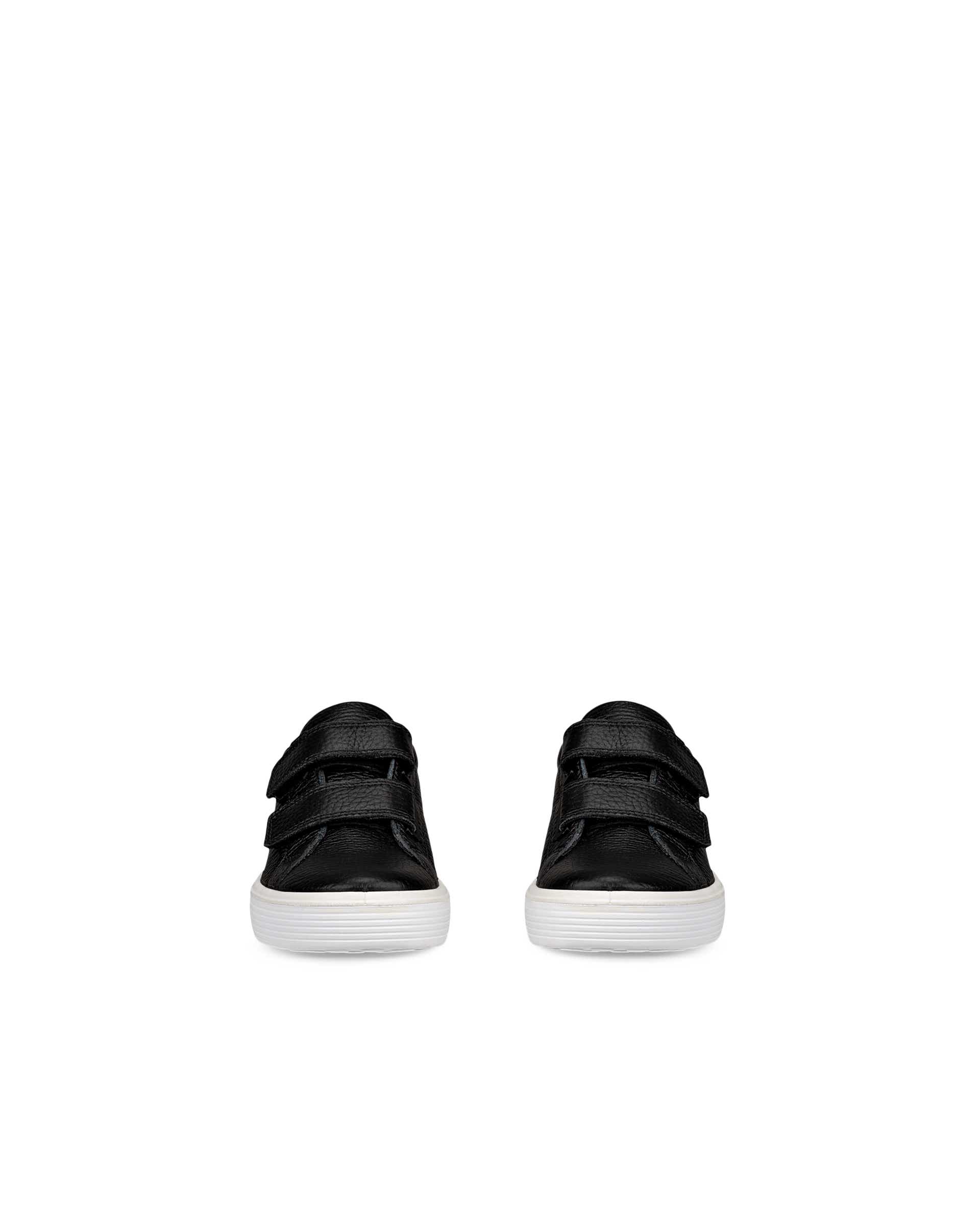 Kids' ECCO® Soft 60 Leather Two-Strap Sneaker - Black - Front pair