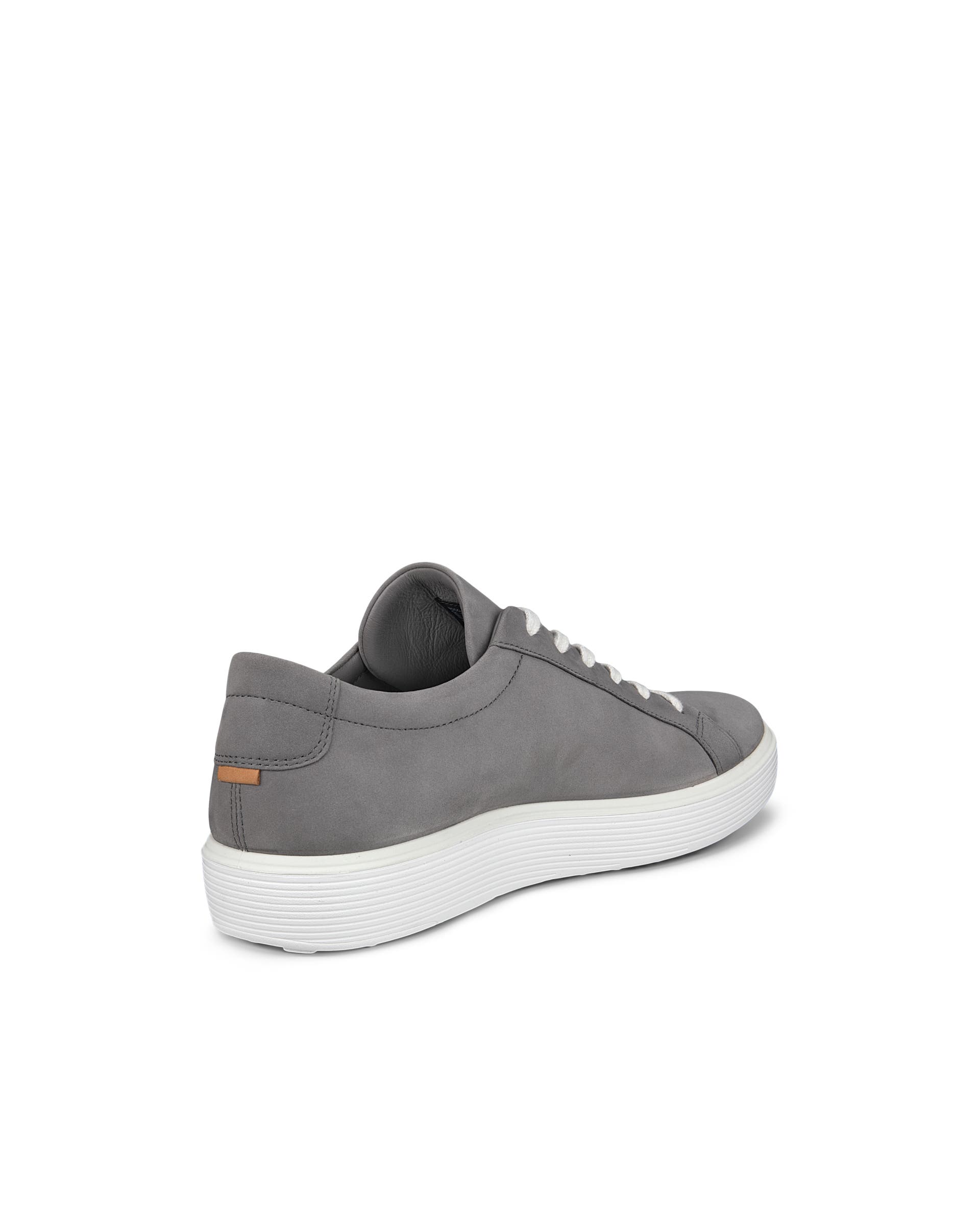 Men's ECCO® Soft 60 Nubuck Trainer - Grey - Back
