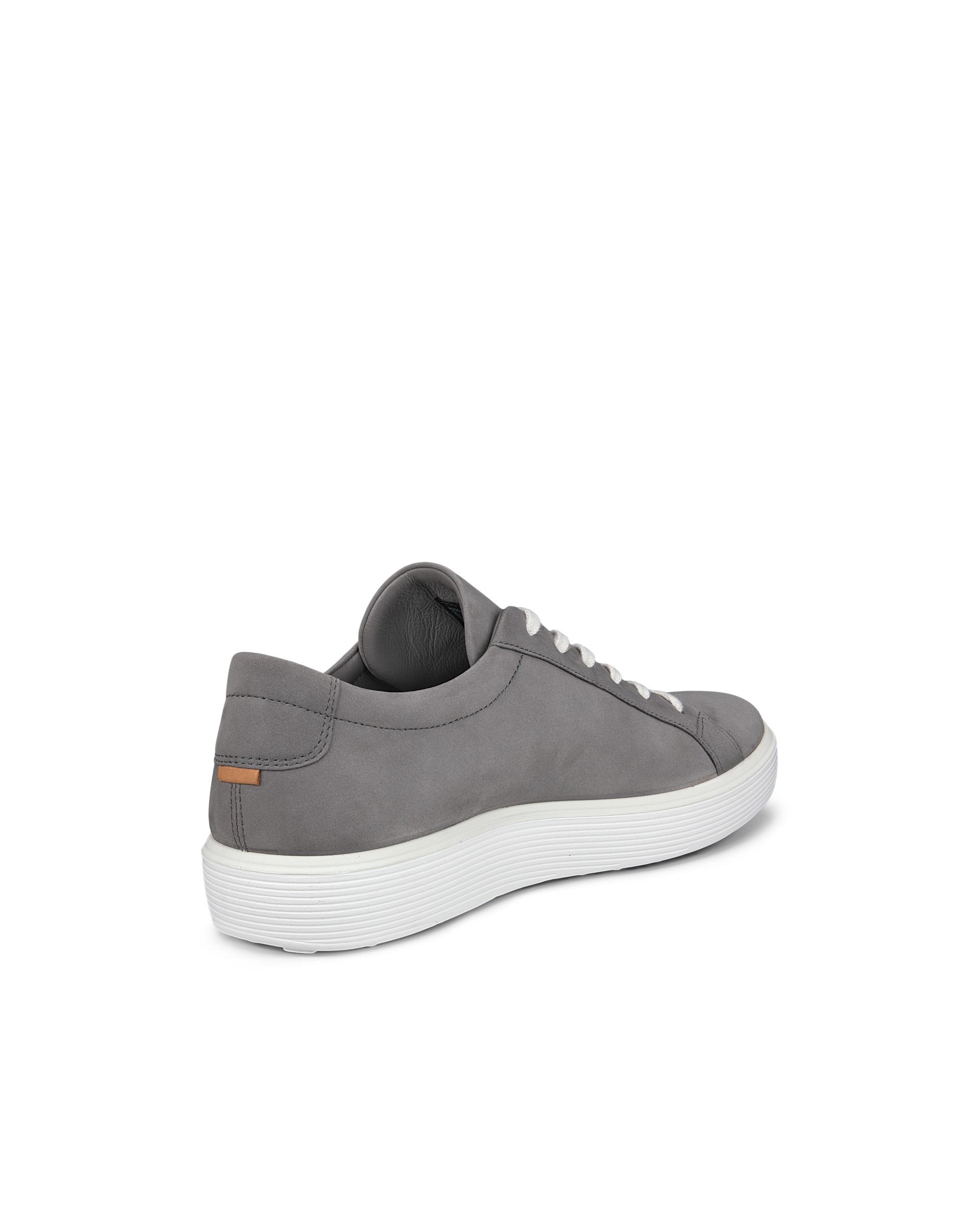 Men's ECCO® Soft 60 Nubuck Trainer - Grey - Back