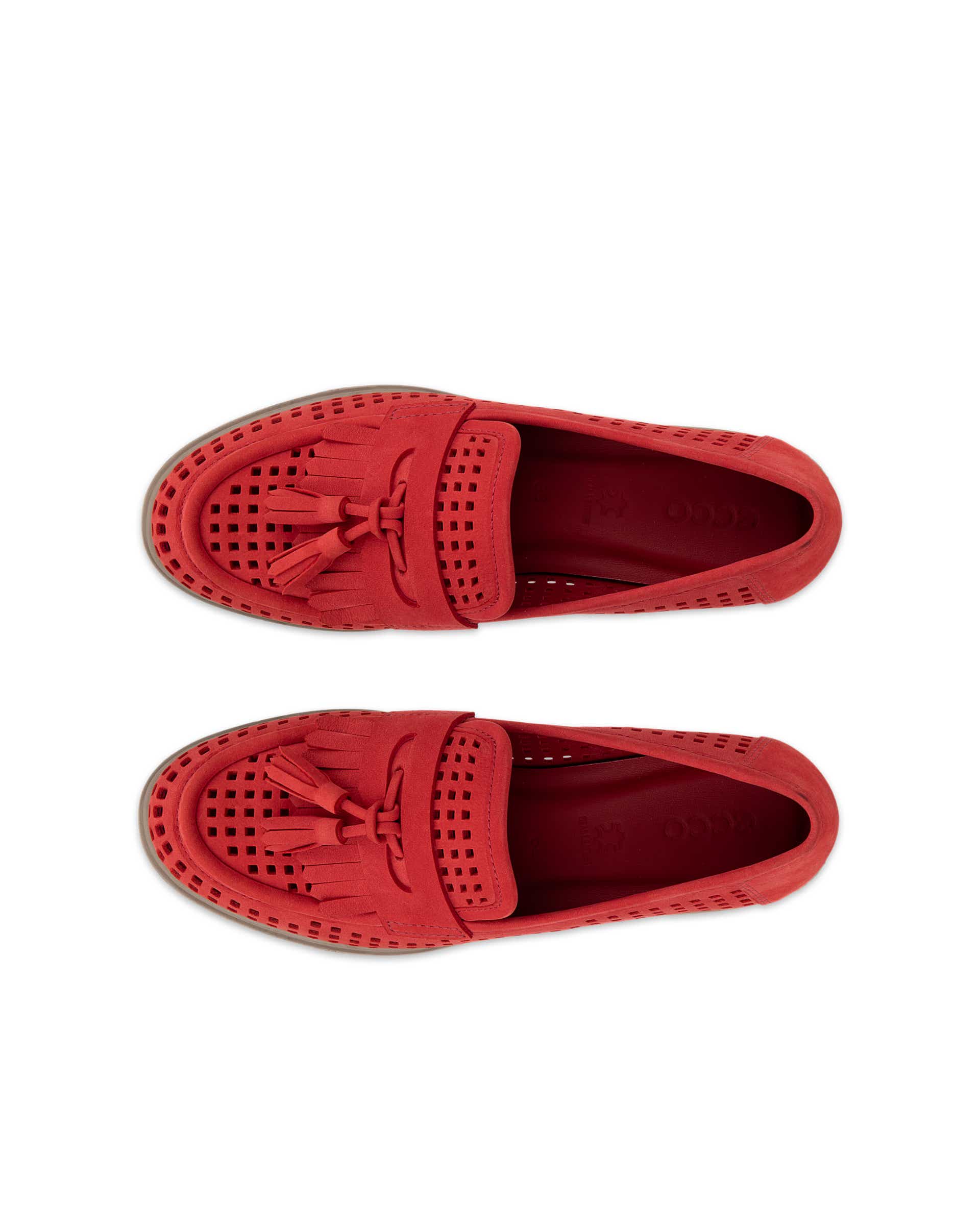 Women's ECCO® Dress Classic 15 Nubuck Loafer - Red - Top left pair