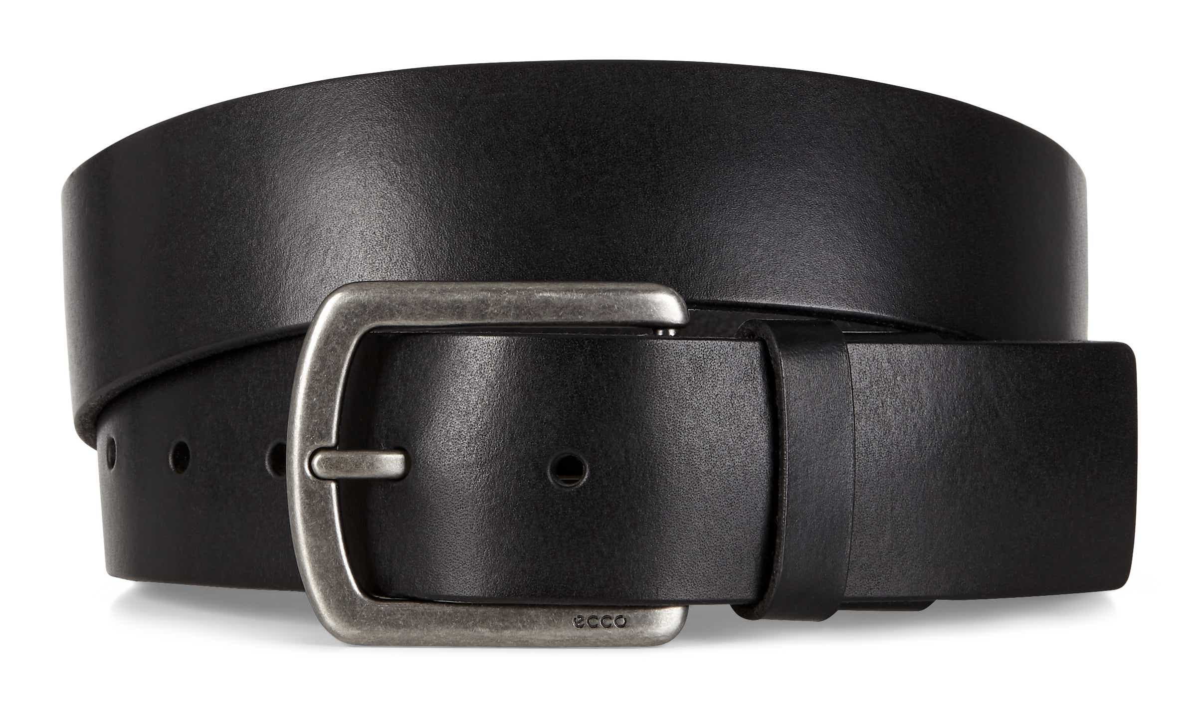 Men's ECCO® Allan Leather Jeans Belt - Black - Main