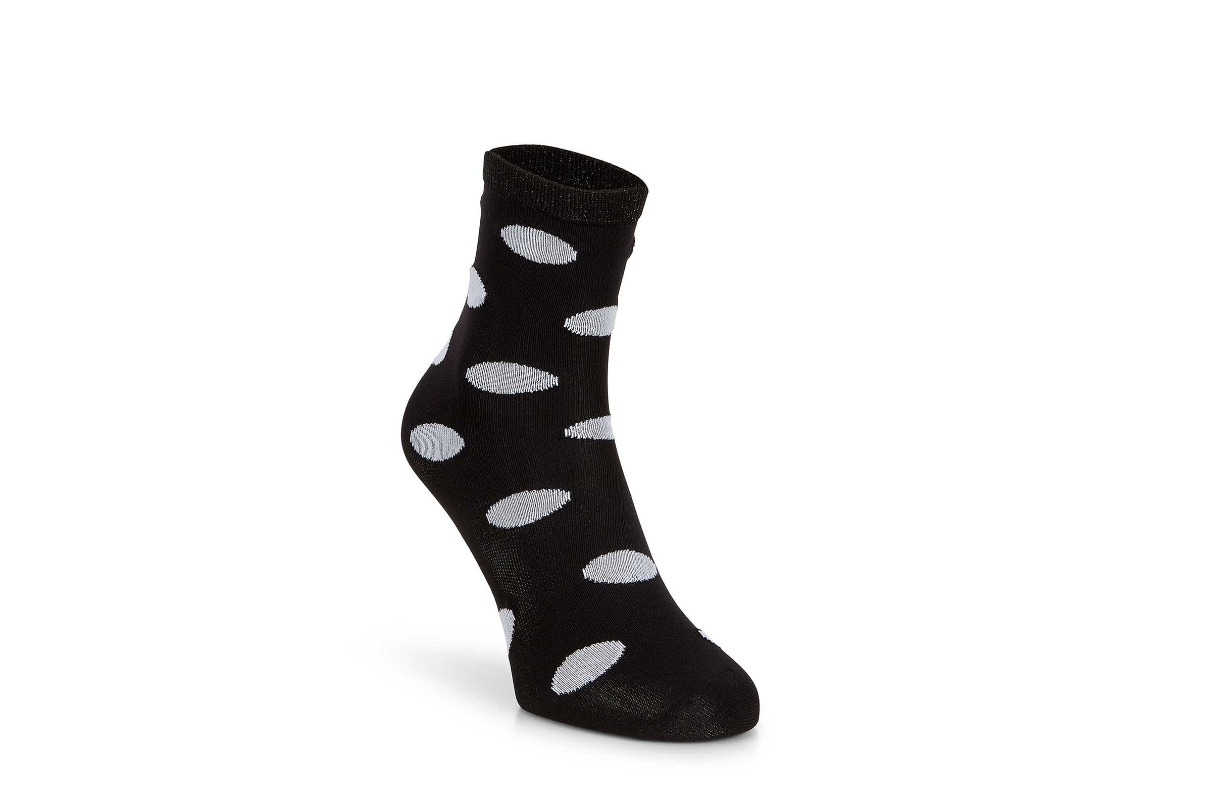 Women's ECCO® Contrast Dotted Crew Socks - Black - Main