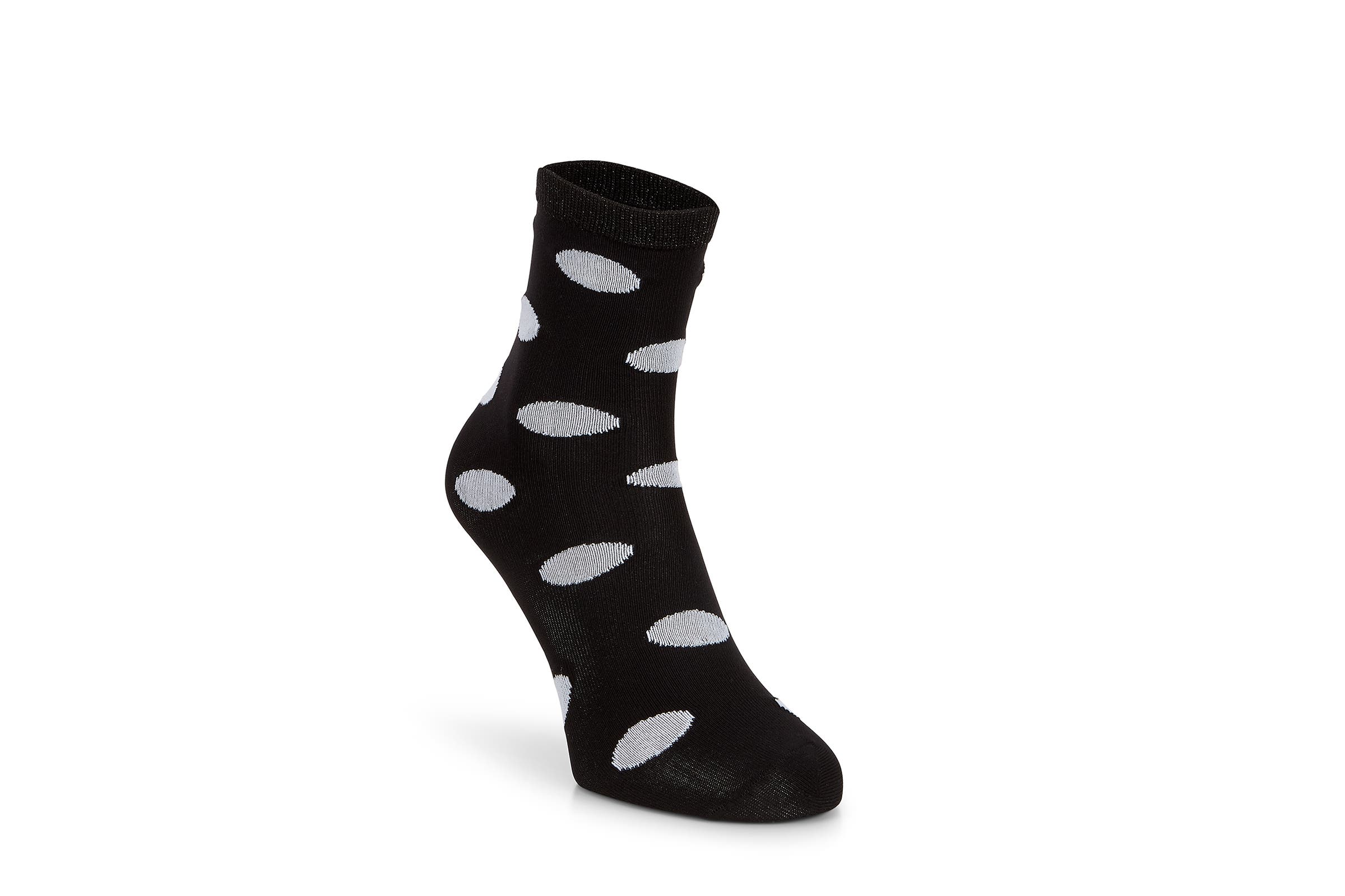 Women's ECCO® Contrast Dotted Crew Socks - Black - Main