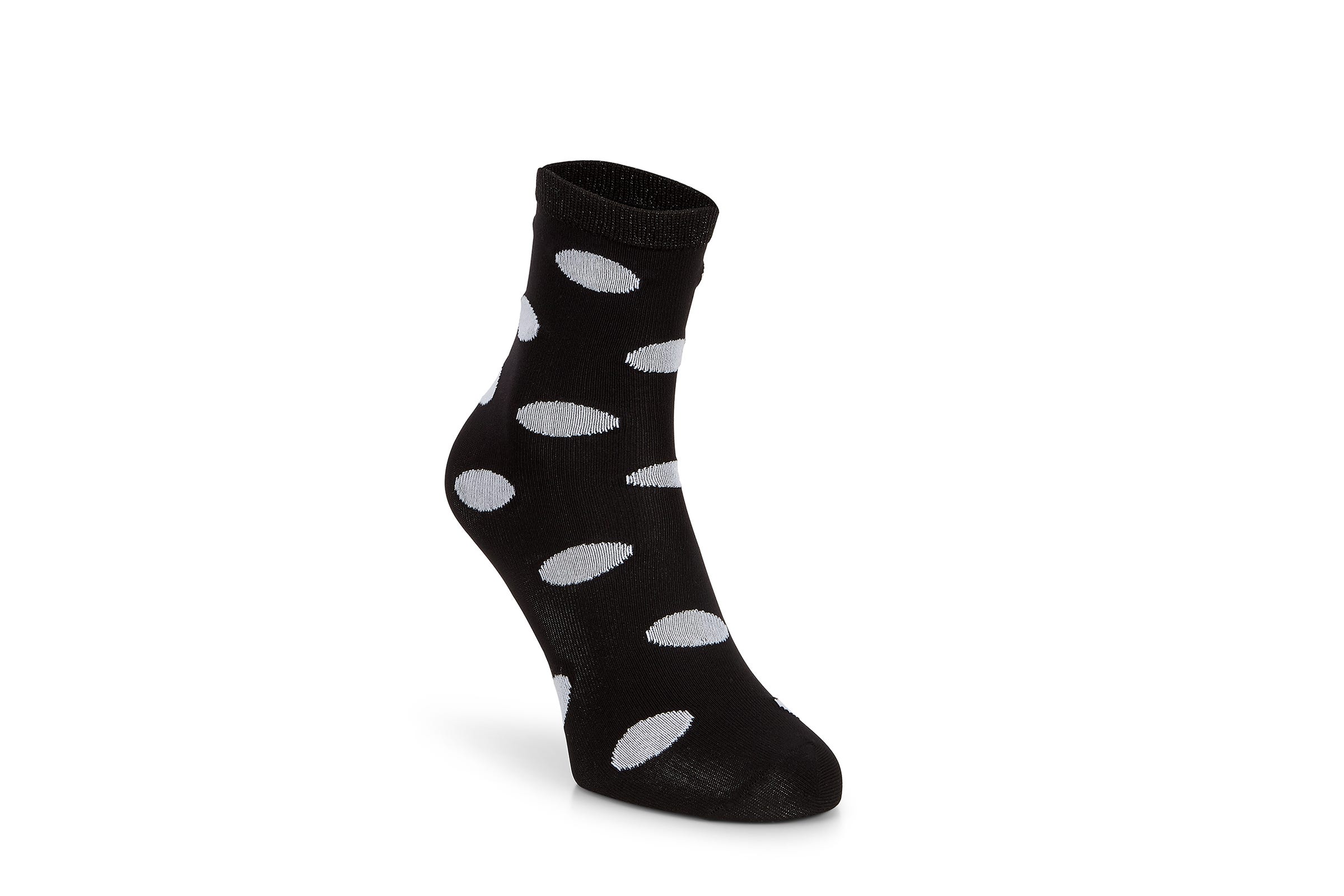 Women's ECCO® Contrast Dotted Crew Socks - Black - Main