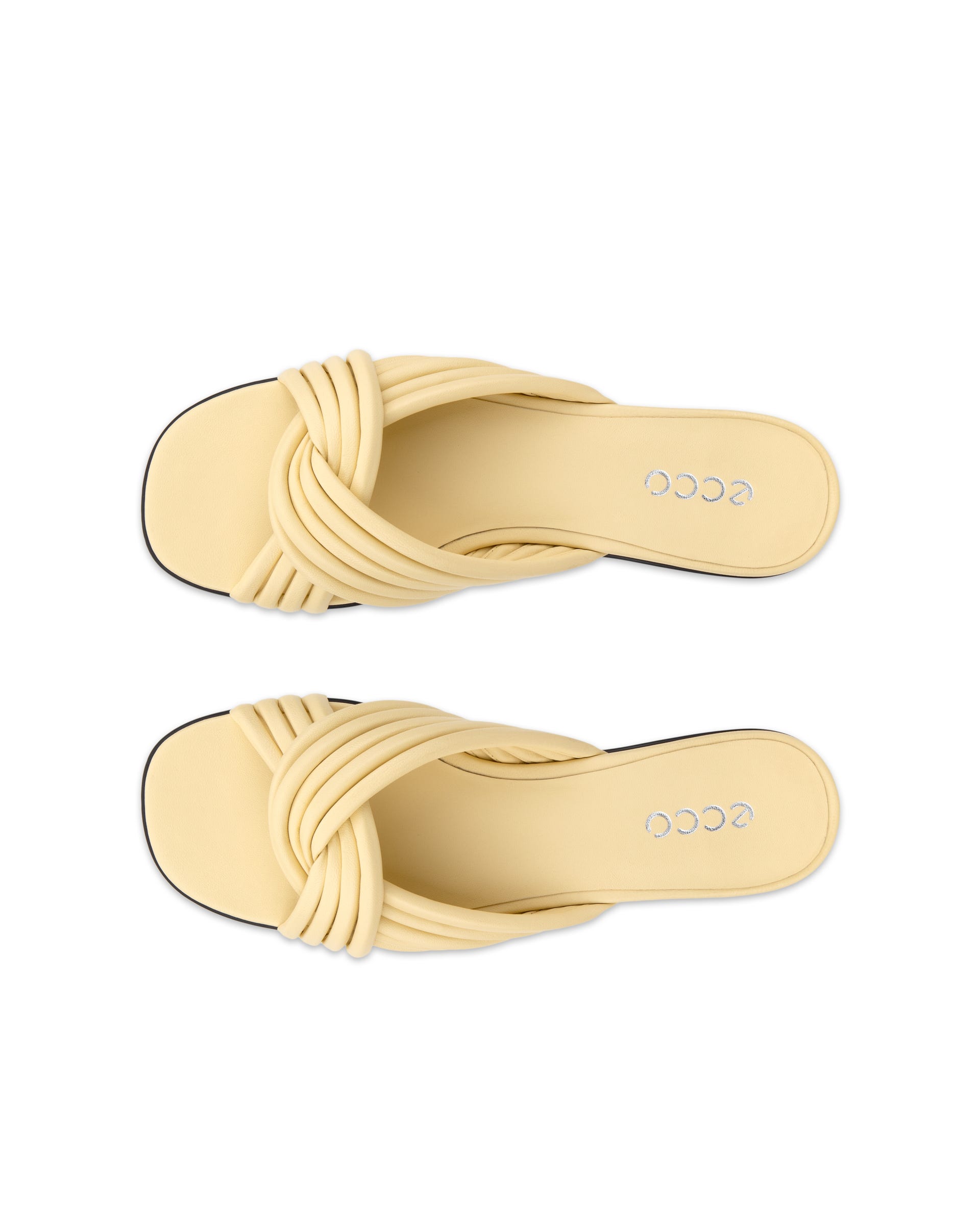Women's ECCO® Sculpted Alba 25 Leather Slide - Yellow - Top left pair