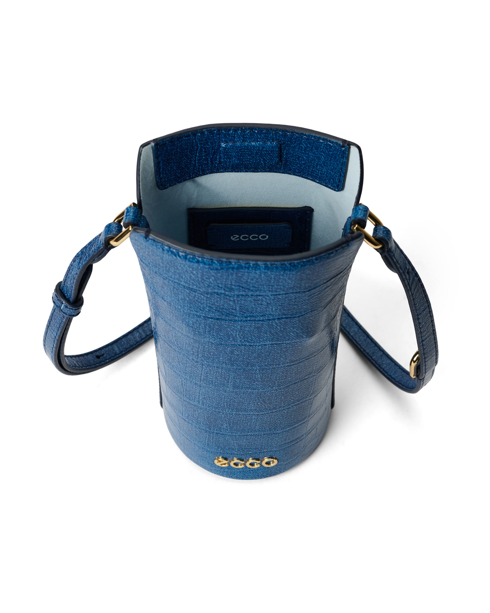 ECCO® Pot Leather Crossbody Bag - Blue - Inside