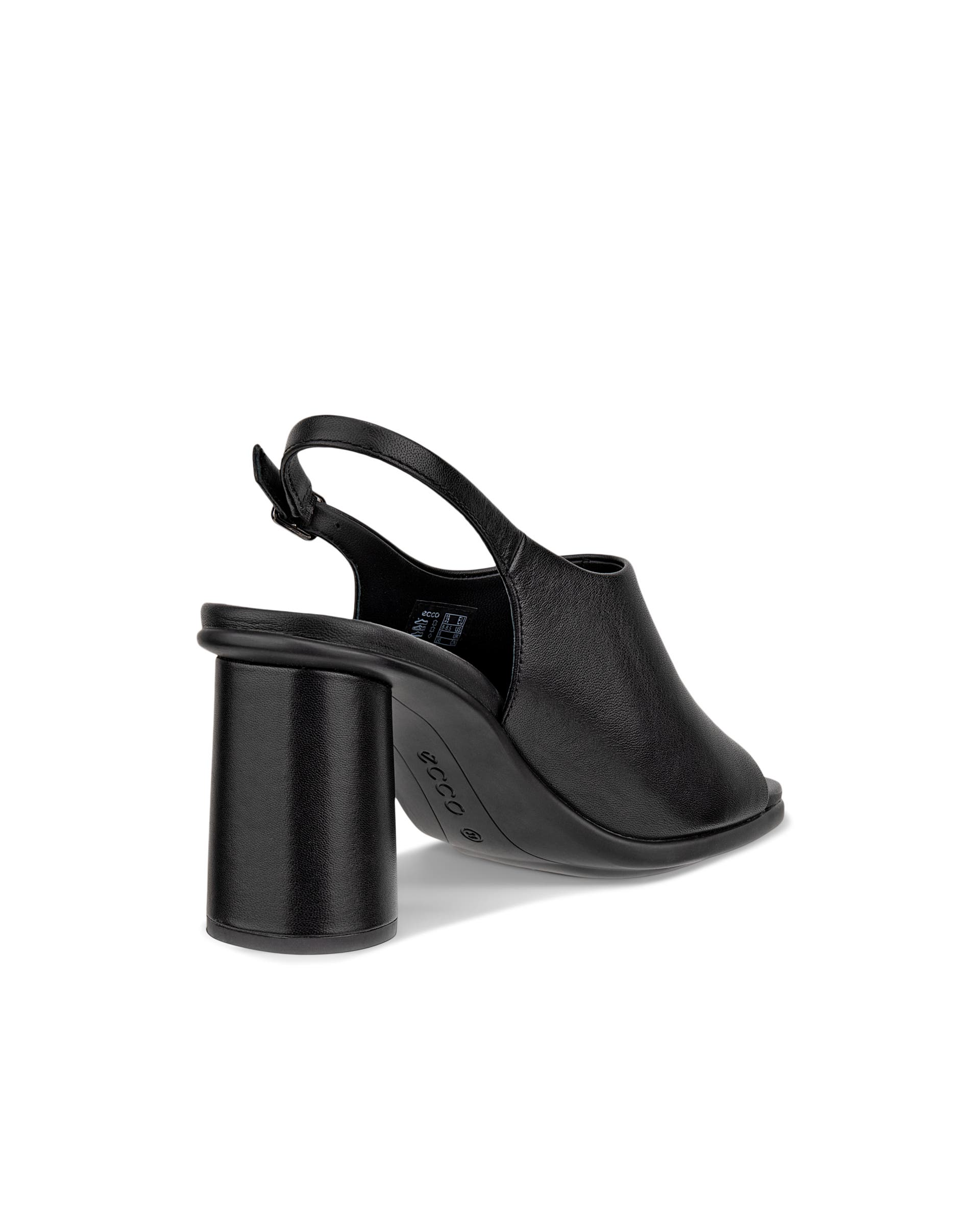Women's ECCO® Sculpted Alba 65 Leather Heeled Slingback Sandal - Black - Back