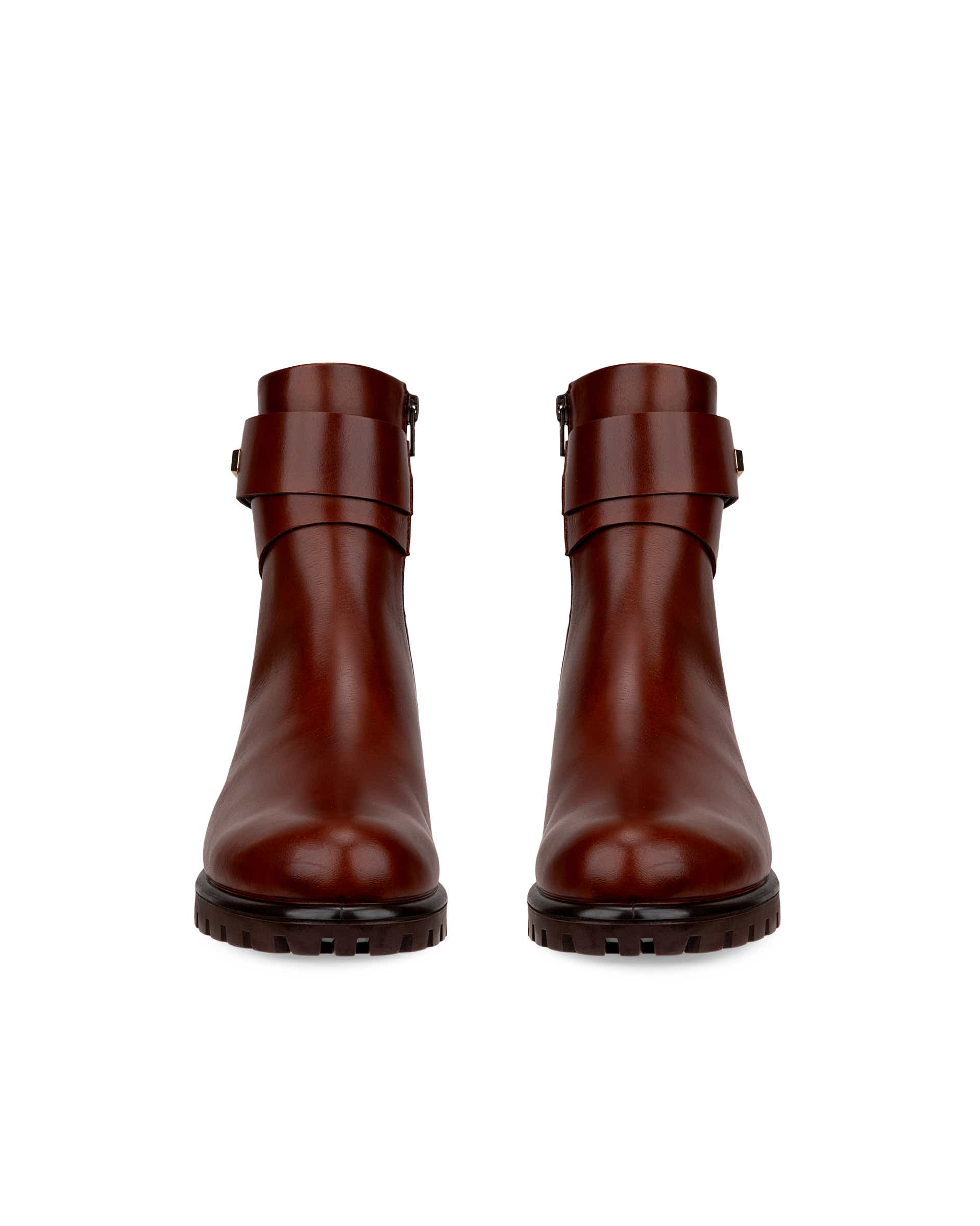 Women's ECCO® Modtray Leather Ankle Boot - Brown - Front pair