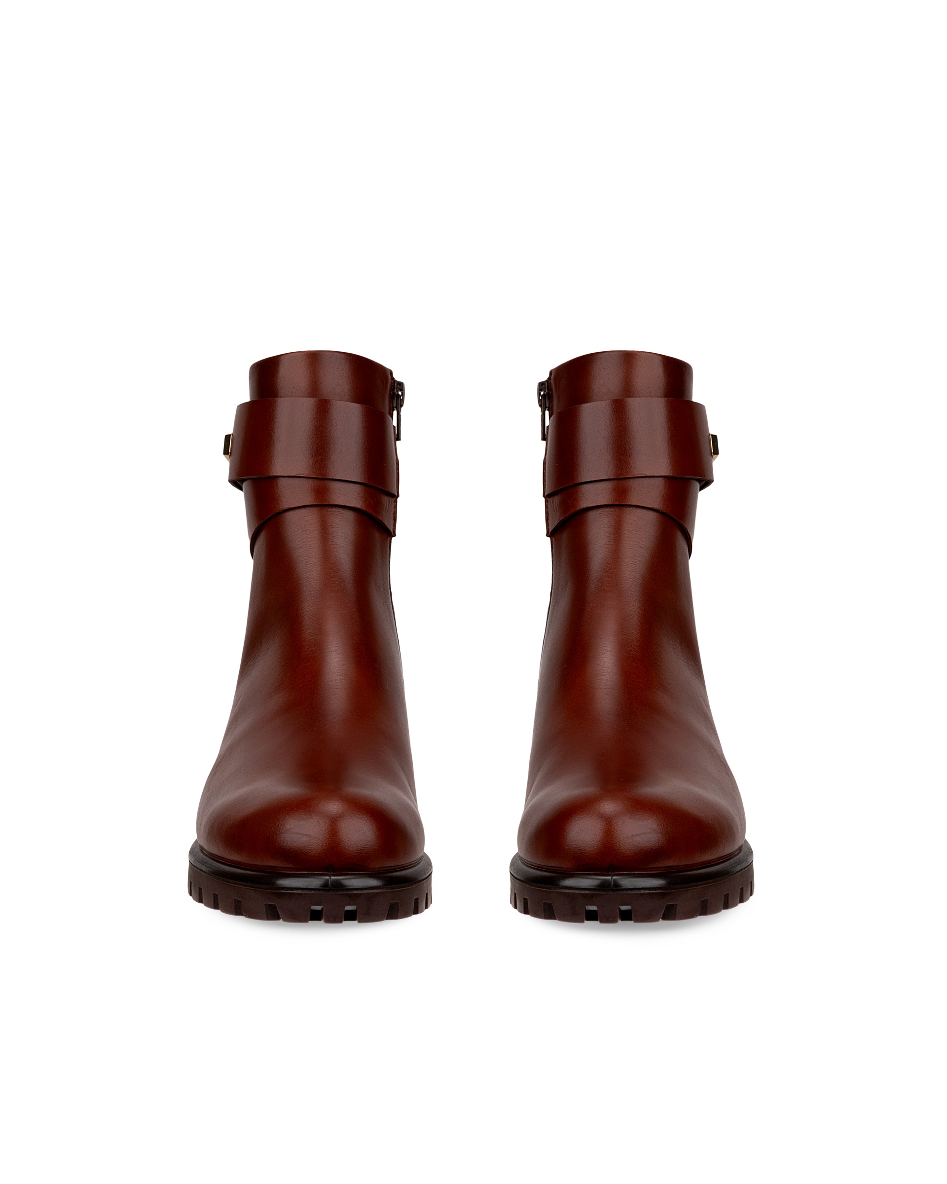 Women's ECCO® Modtray Leather Ankle Boot - Brown - Front pair
