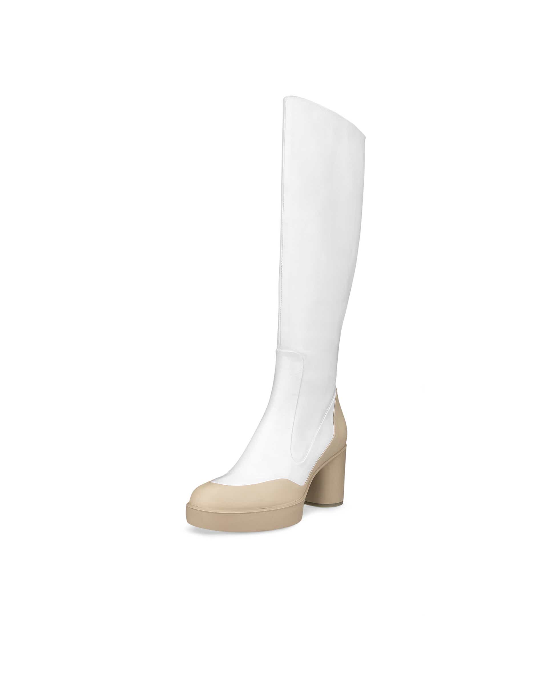 ECCO® Shape Sculpted Motion 55 bottes hautes en cuir pour femme - Blanc - Main