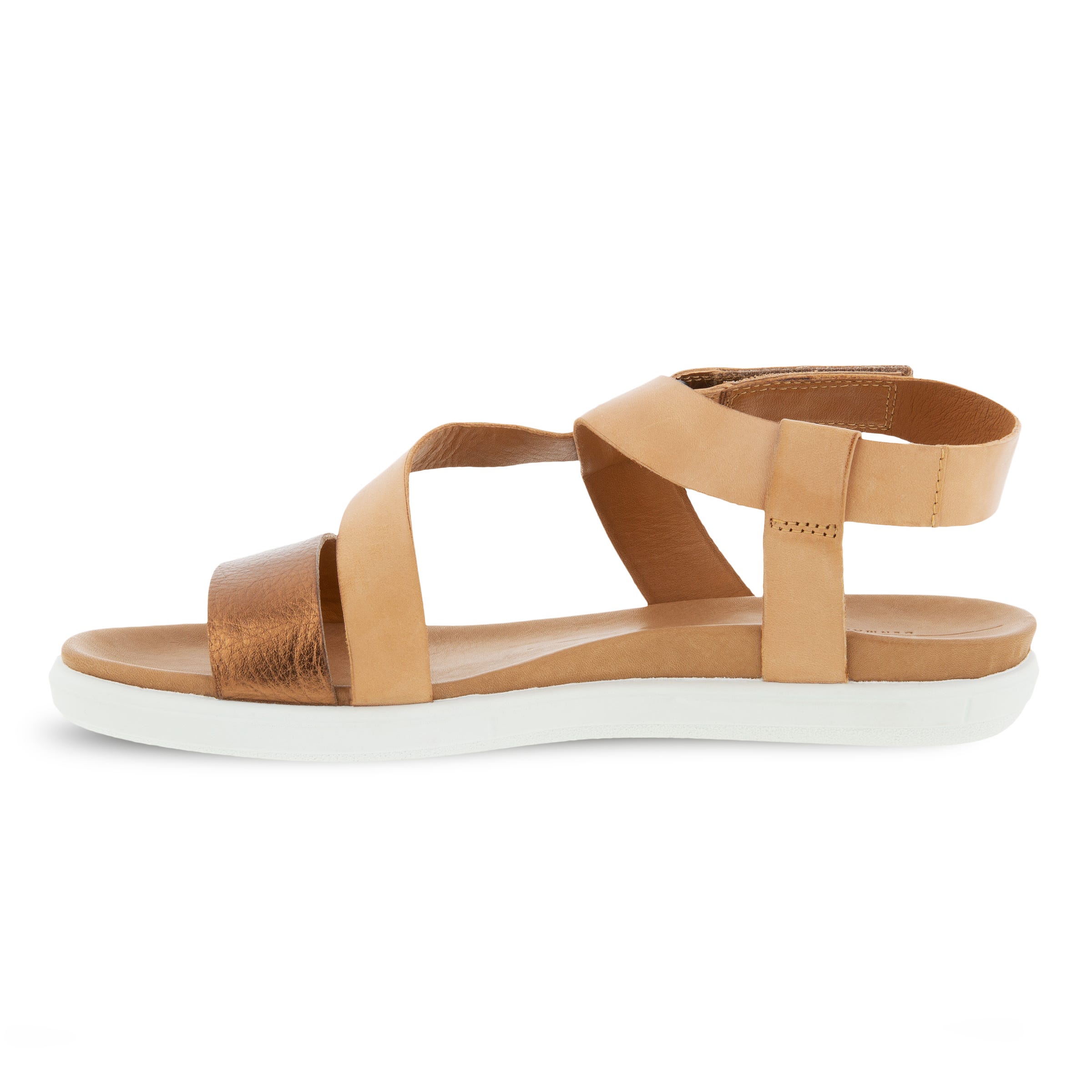 Women's ECCO® Simpil Nubuck Flat Sandal - Brown - Inside