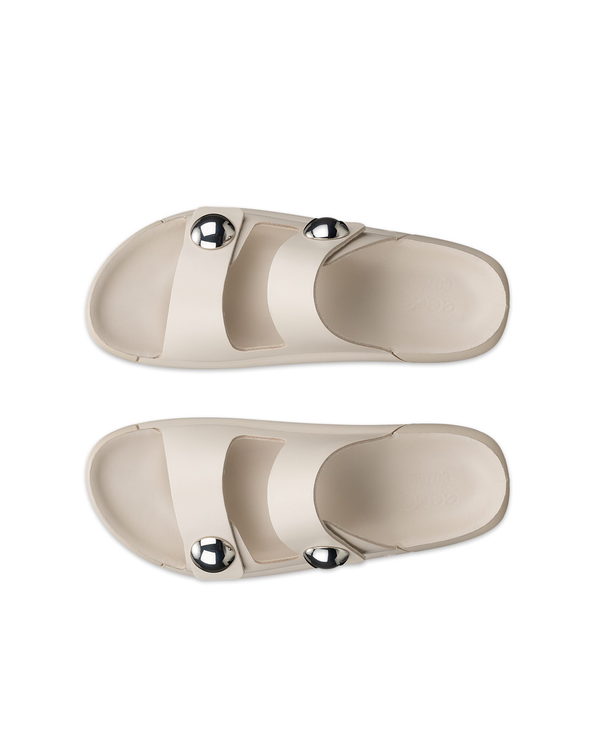 Women's ECCO® Cozmo Leather Two Strap Sandal - Brown - Top left pair