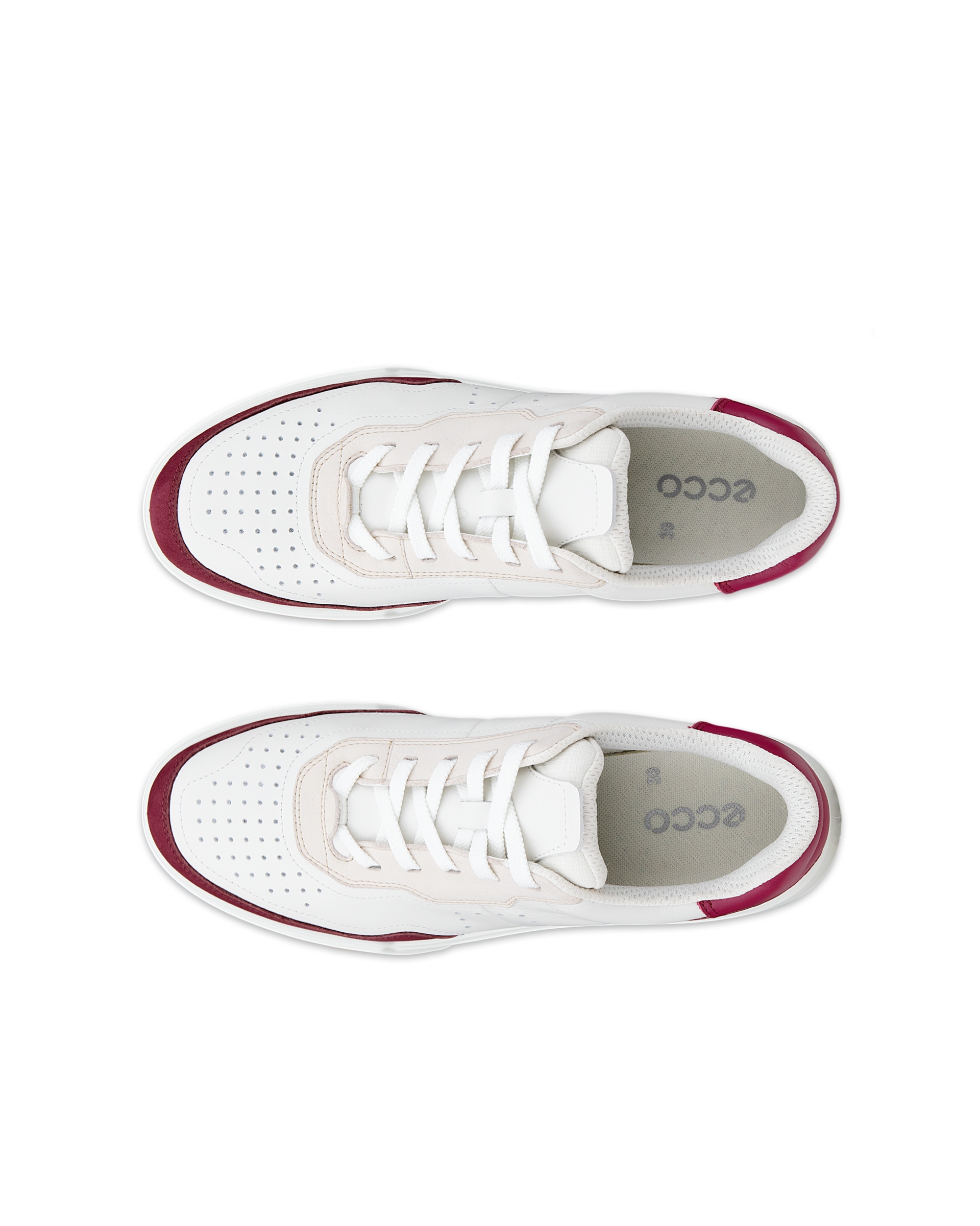ECCO® STREET COURT ženske kožne tenisice - Crvena - Top left pair