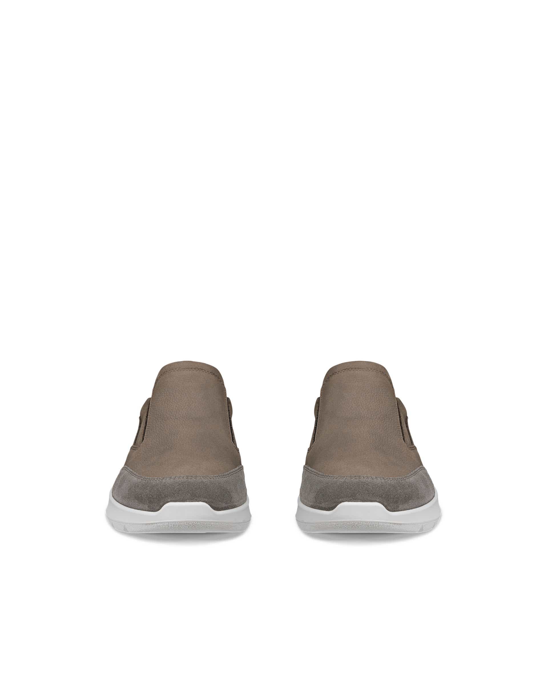 Men's ECCO® CITY STRIDE Nubuck Slip-On Trainer - Brown - Front pair