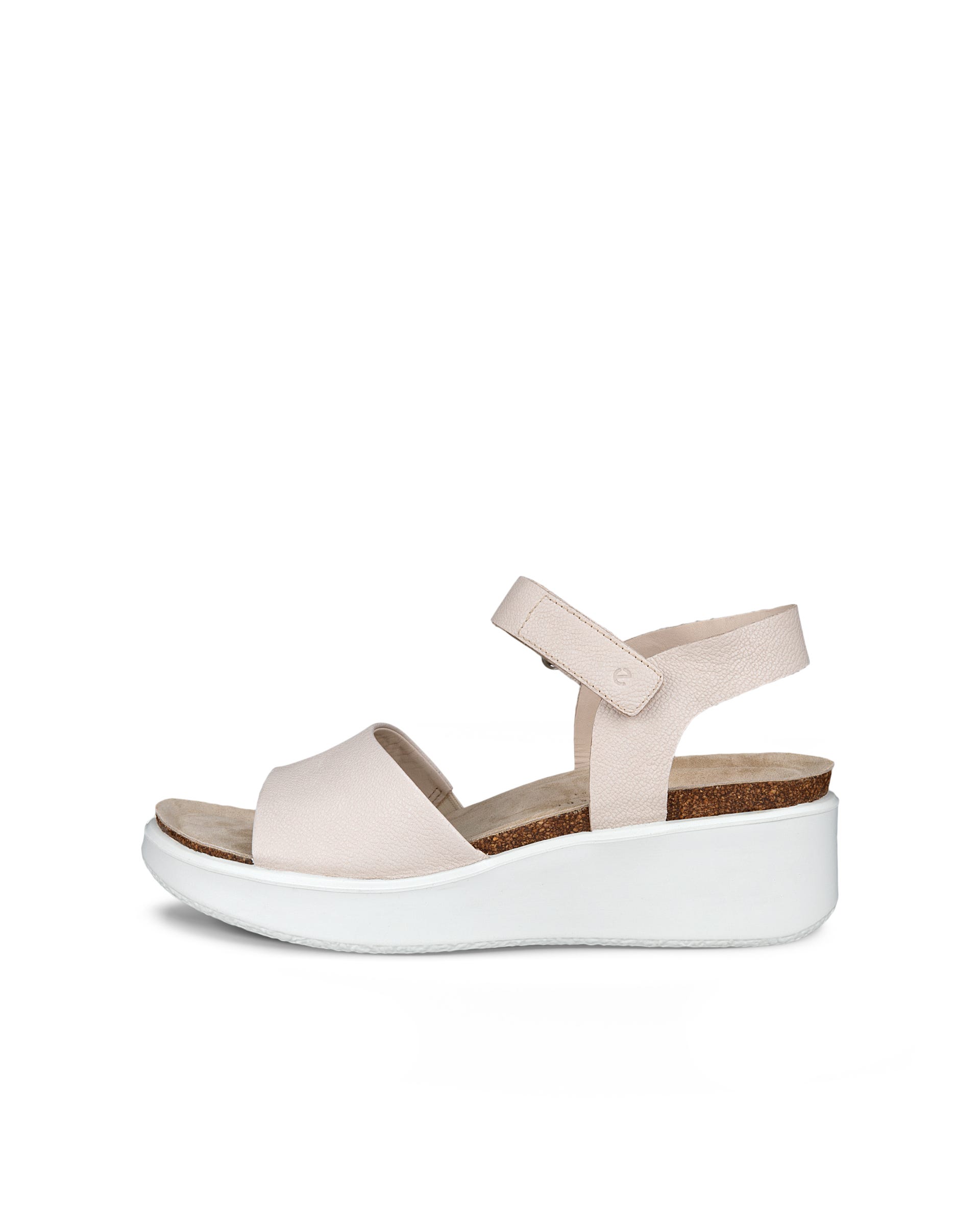 ECCO Flowt Wedge ウィメンズ レザーコルクヒールウェッジソールサンダル - ベージュ - Outside