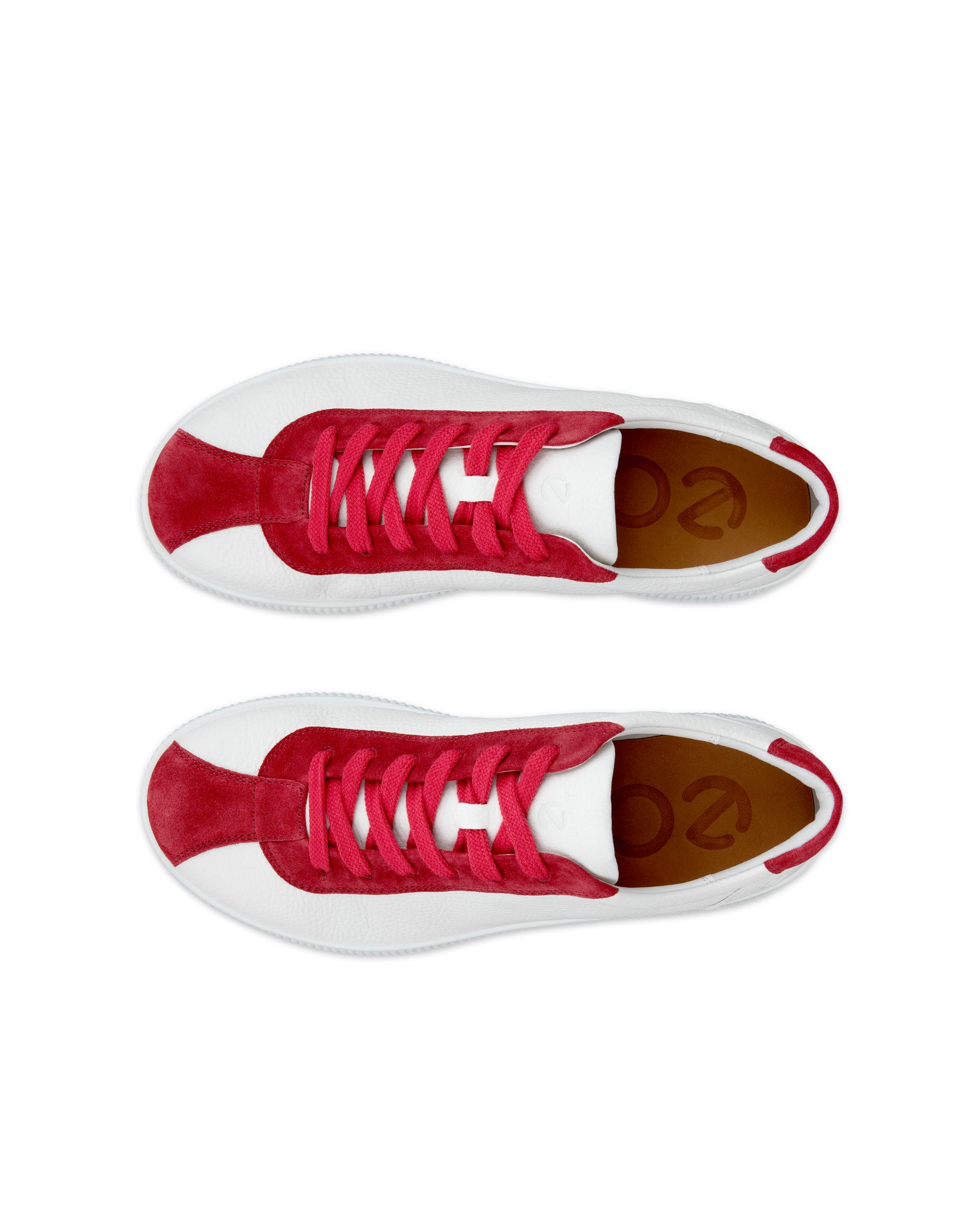 ECCO Soft Zero メンズ レザースニーカー - レッド - Top left pair