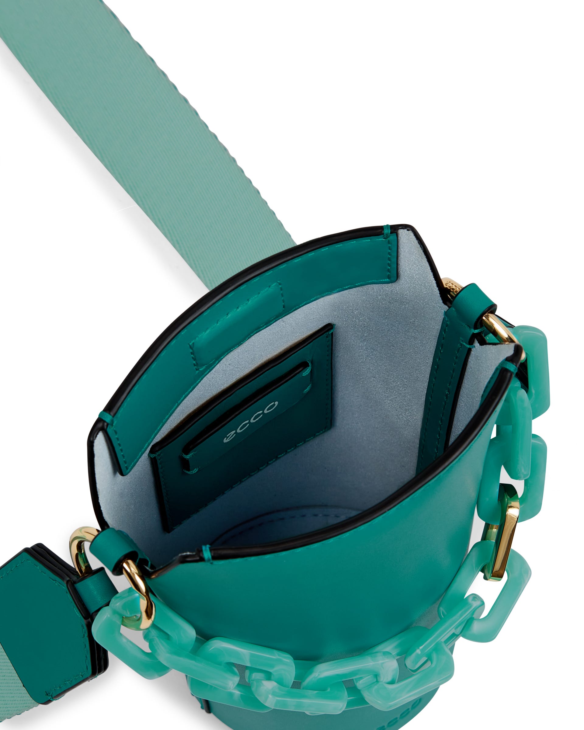 ECCO® Pot Chain Leather Crossbody Bag - Green - Inside