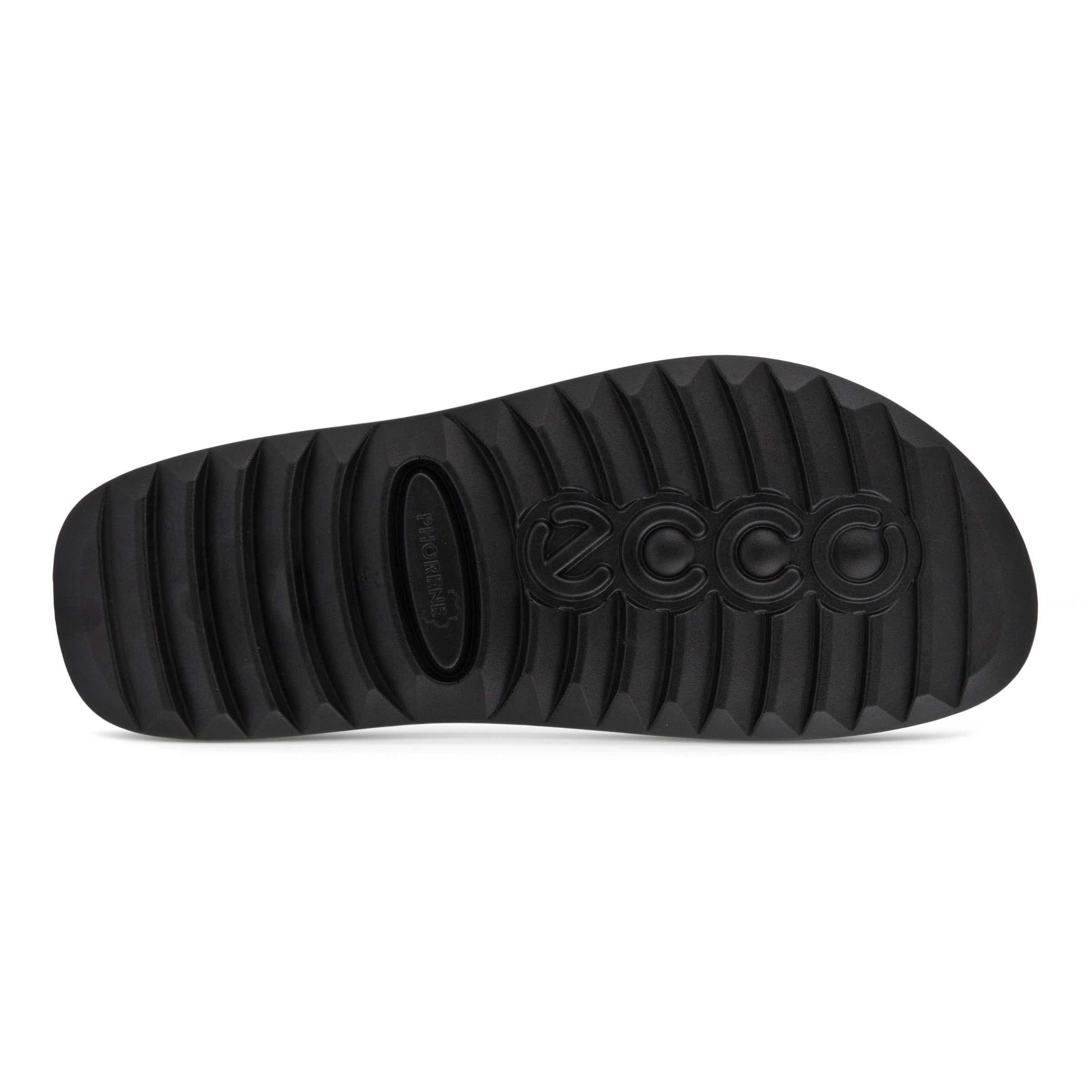 Men's ECCO® Cozmo Leather Buckle Two Strap Sandal  - Black - Sole