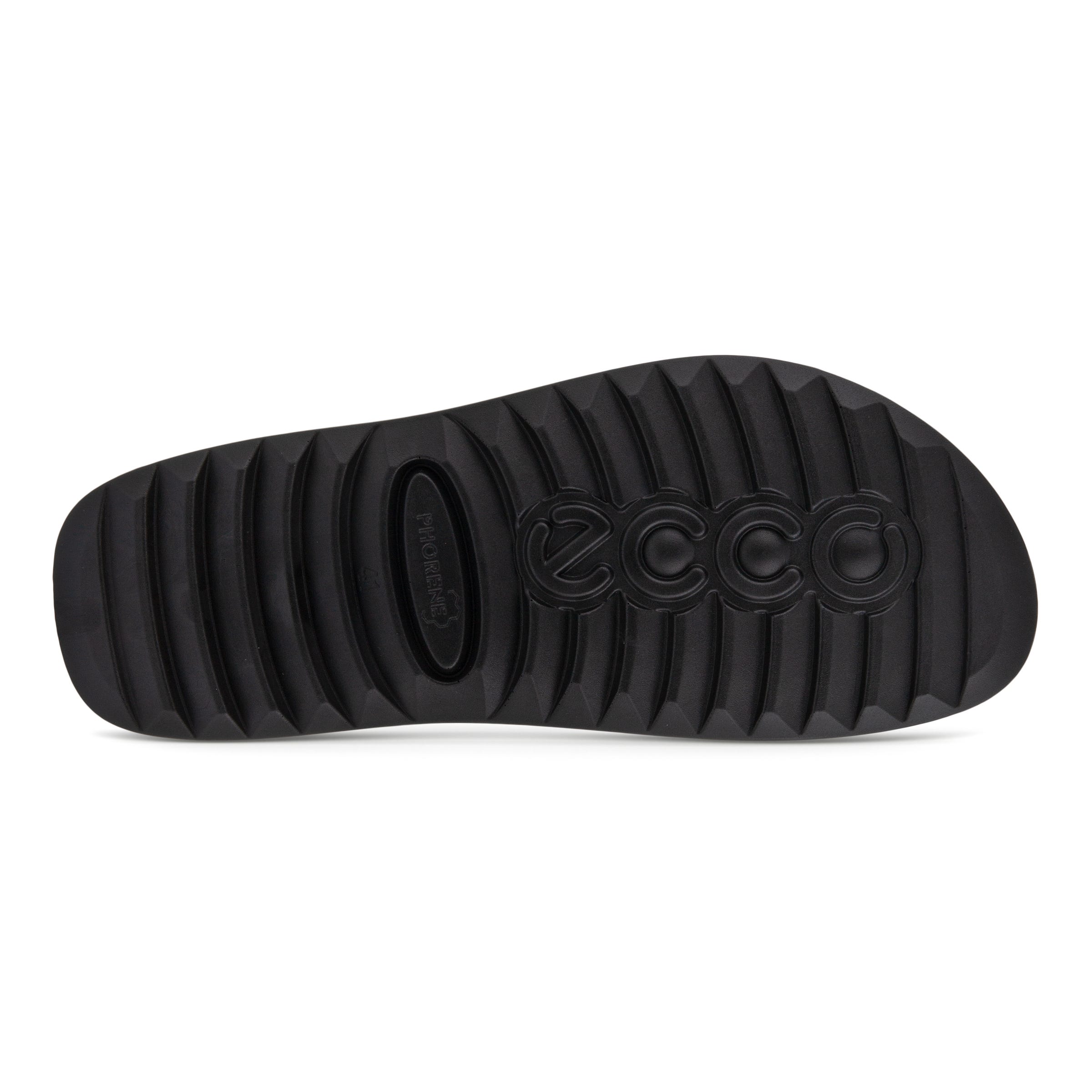 Men's ECCO® Cozmo Leather Buckle Two Strap Sandal  - Black - Sole