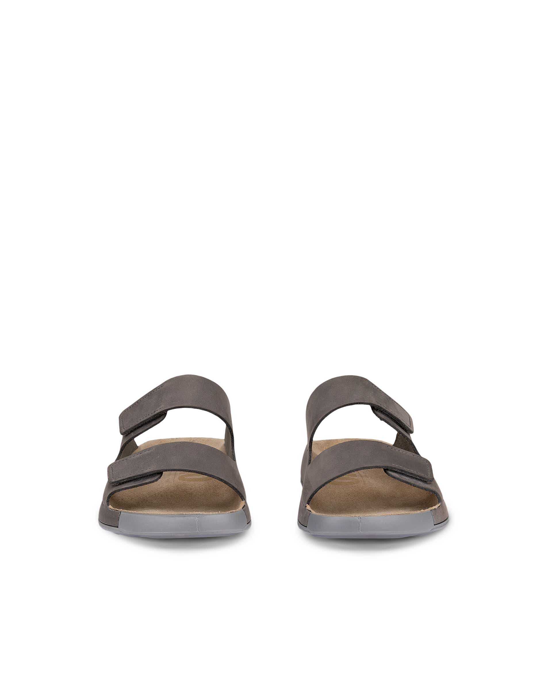Men's ECCO® Cozmo Nubuck Two Strap Sandal - Grey - Front pair