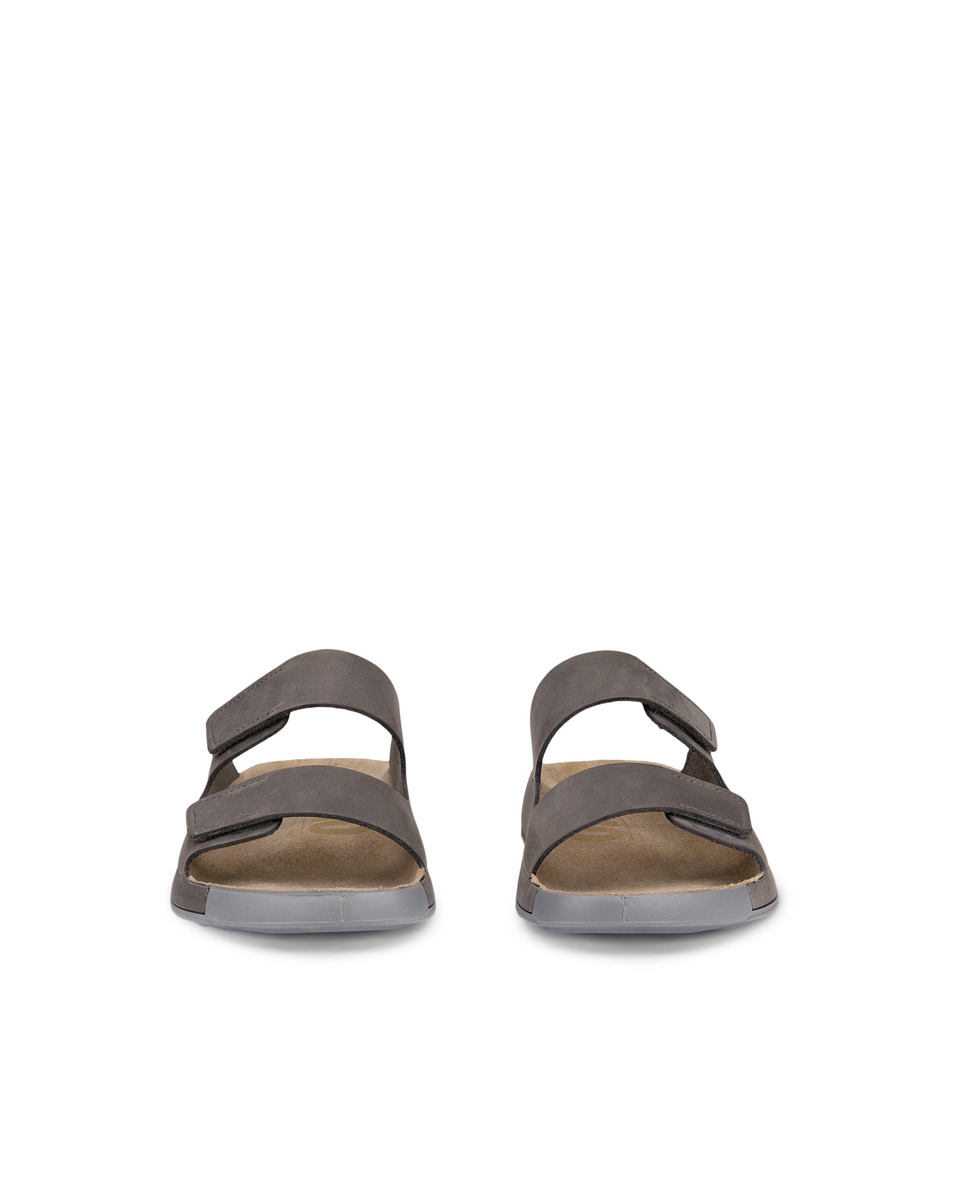 Men's ECCO® Cozmo Nubuck Two Strap Sandal - Grey - Front pair