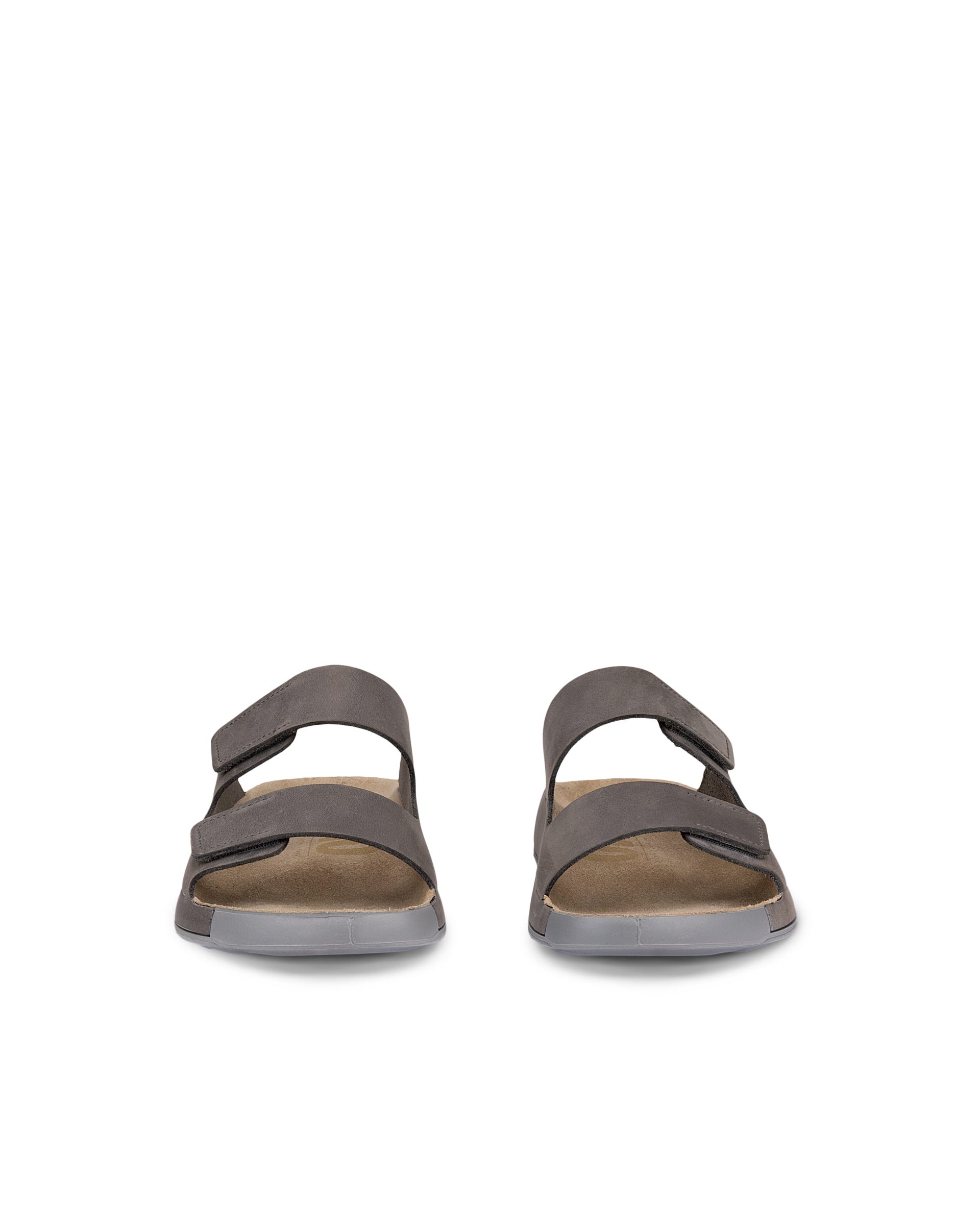 Men's ECCO® Cozmo Nubuck Two Strap Sandal - Grey - Front pair