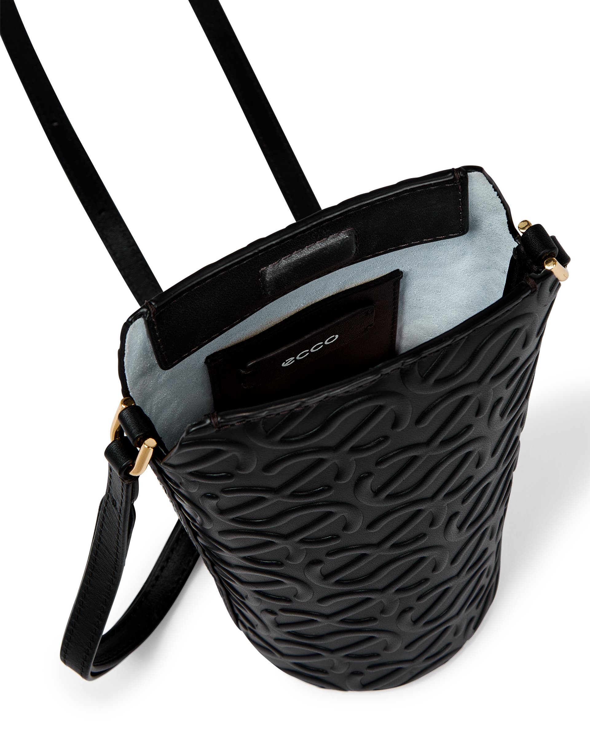 ECCO® Pot Wave Leather Crossbody Bag - Black - Inside