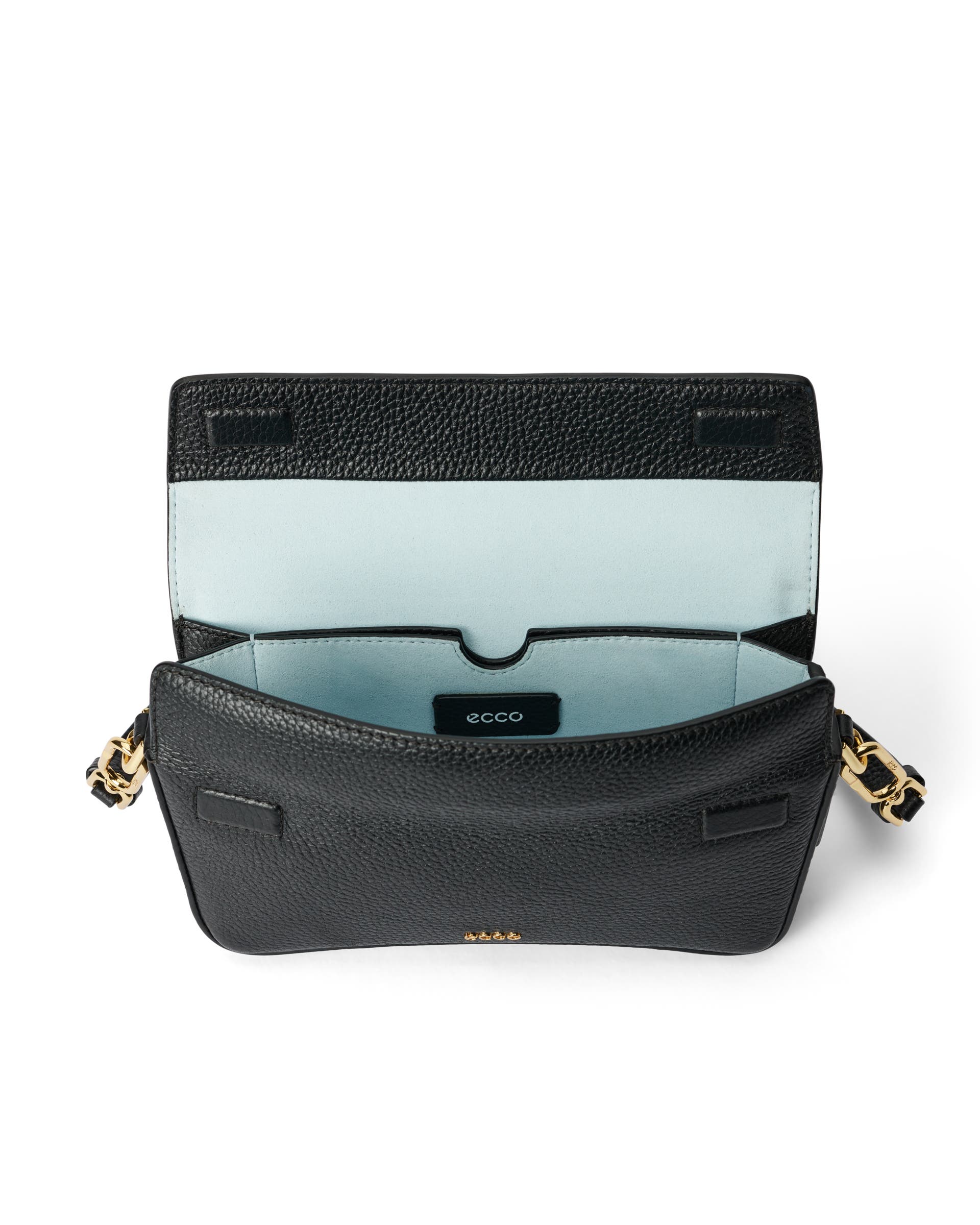 ECCO® Pinch Pebbled Leather Pinch Crossbody Bag - Black - Inside