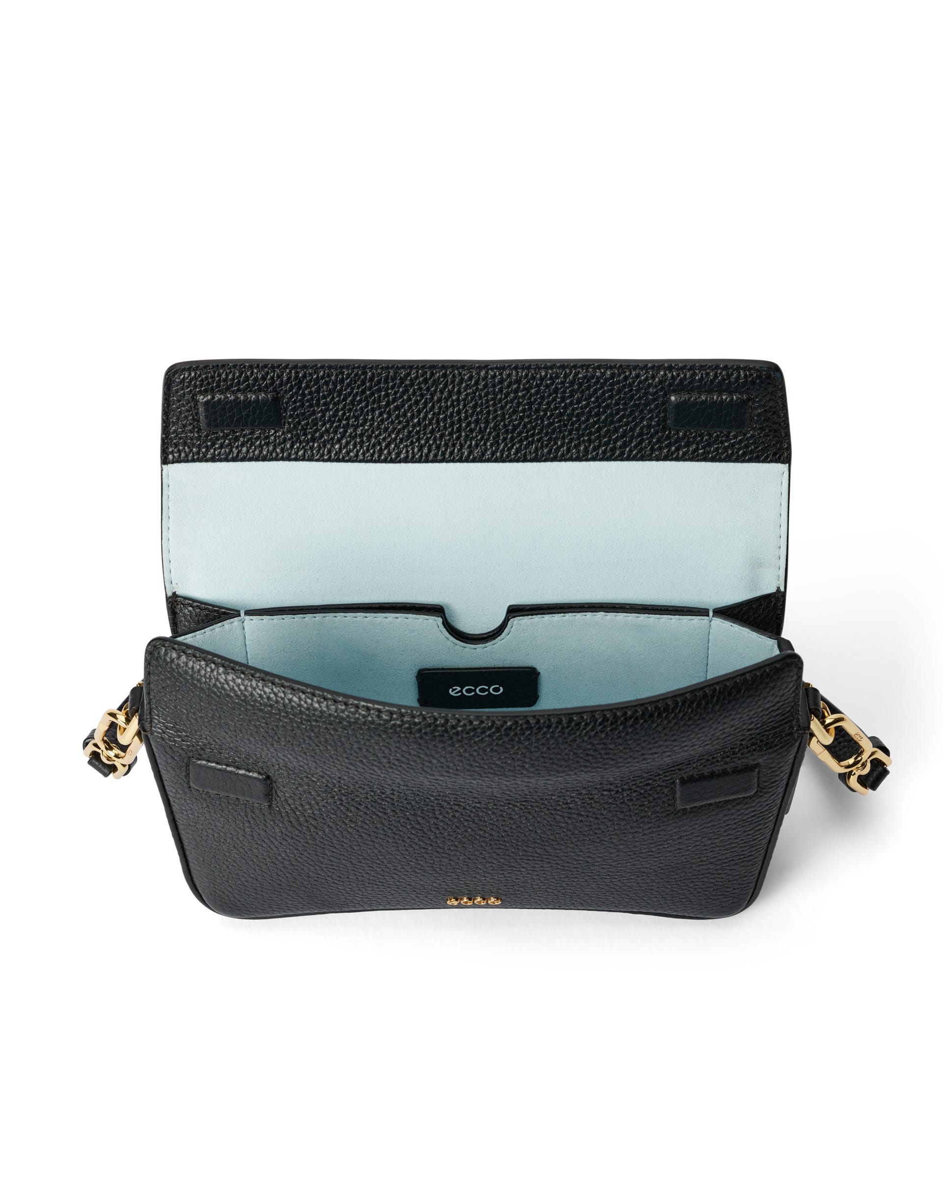 ECCO® Pinch Pebbled Leather Pinch Crossbody Bag - Black - Inside