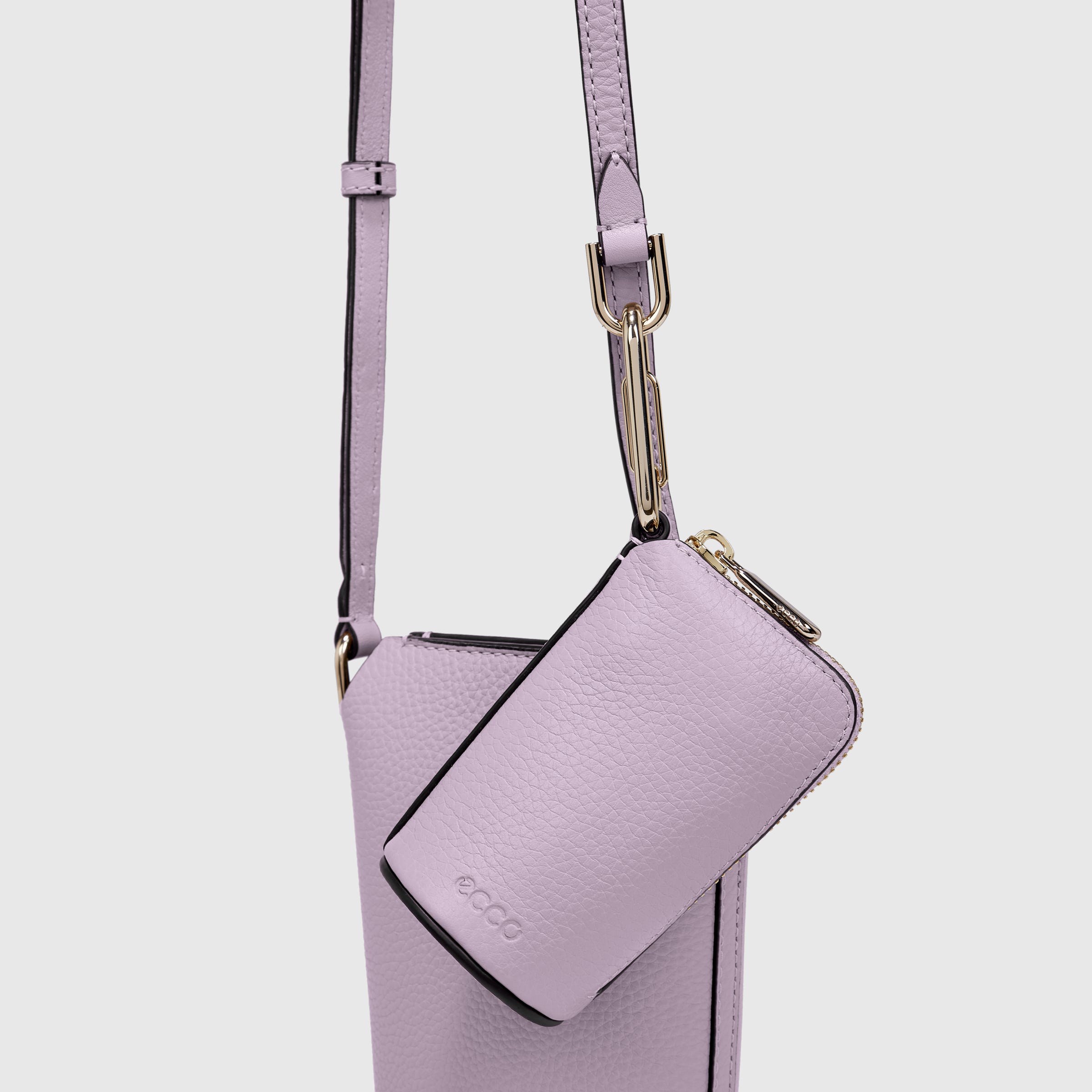 ECCO® Textureblock Pot Leather Crossbody Bag - Purple - Detail-2