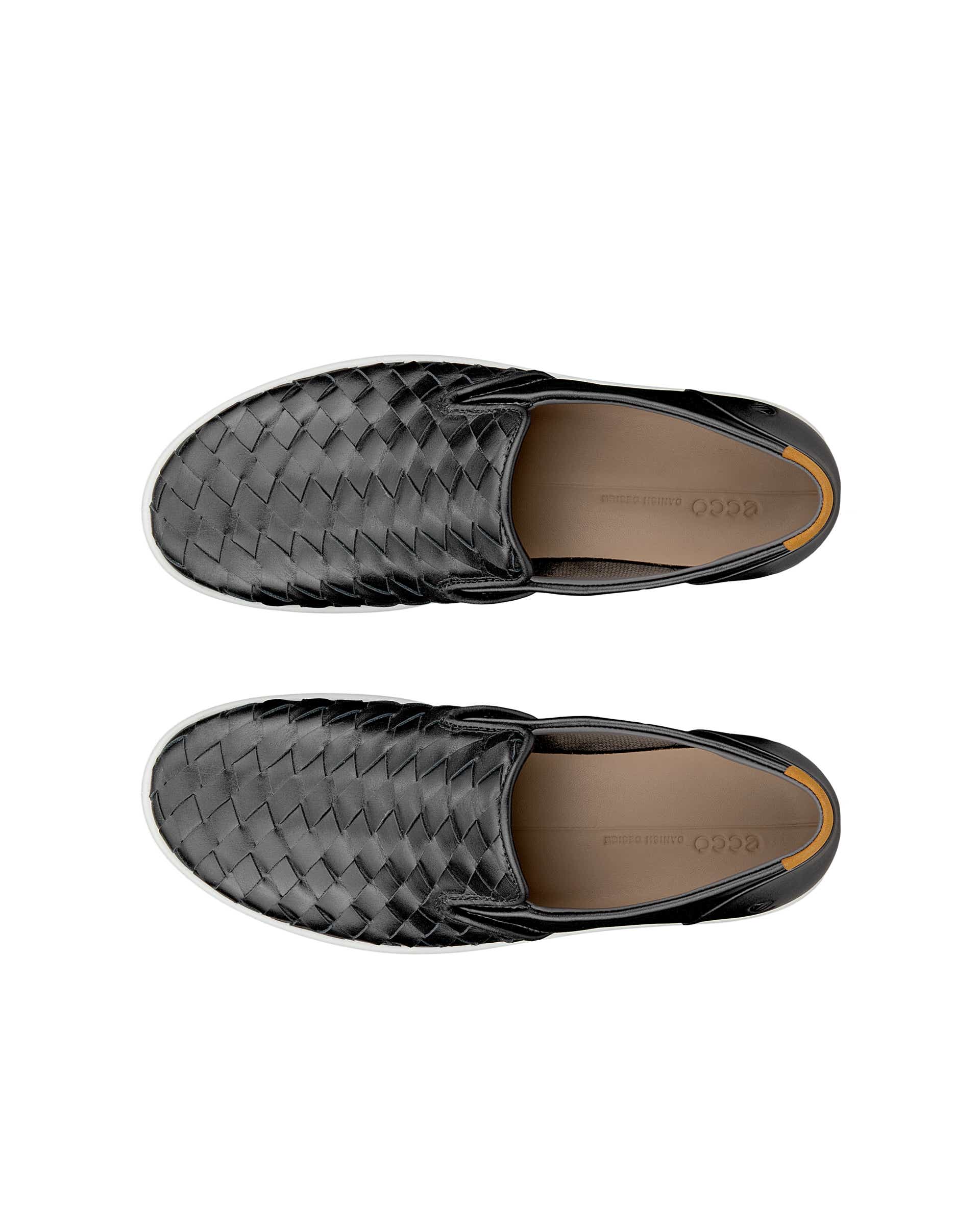 Women's ECCO® Soft 7 Woven Leather Slip-On - Metallics - Top left pair