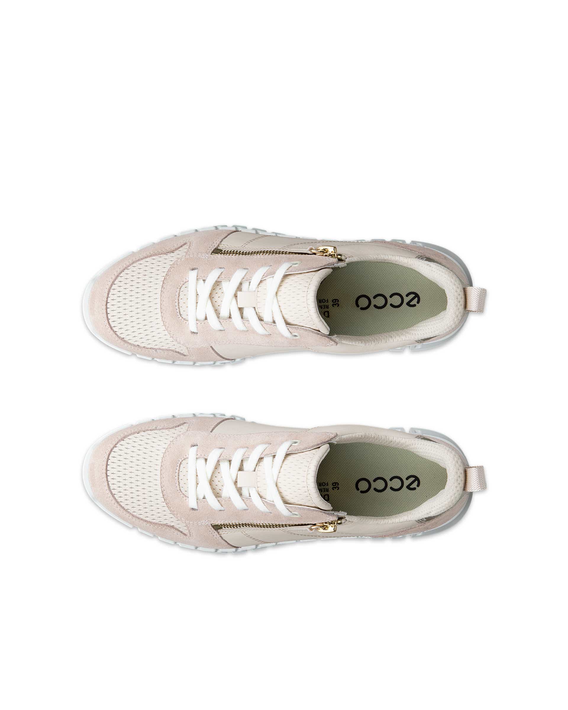 ECCO® GRUUV Damen Sneaker aus Leder & Textil - Beige - Top left pair