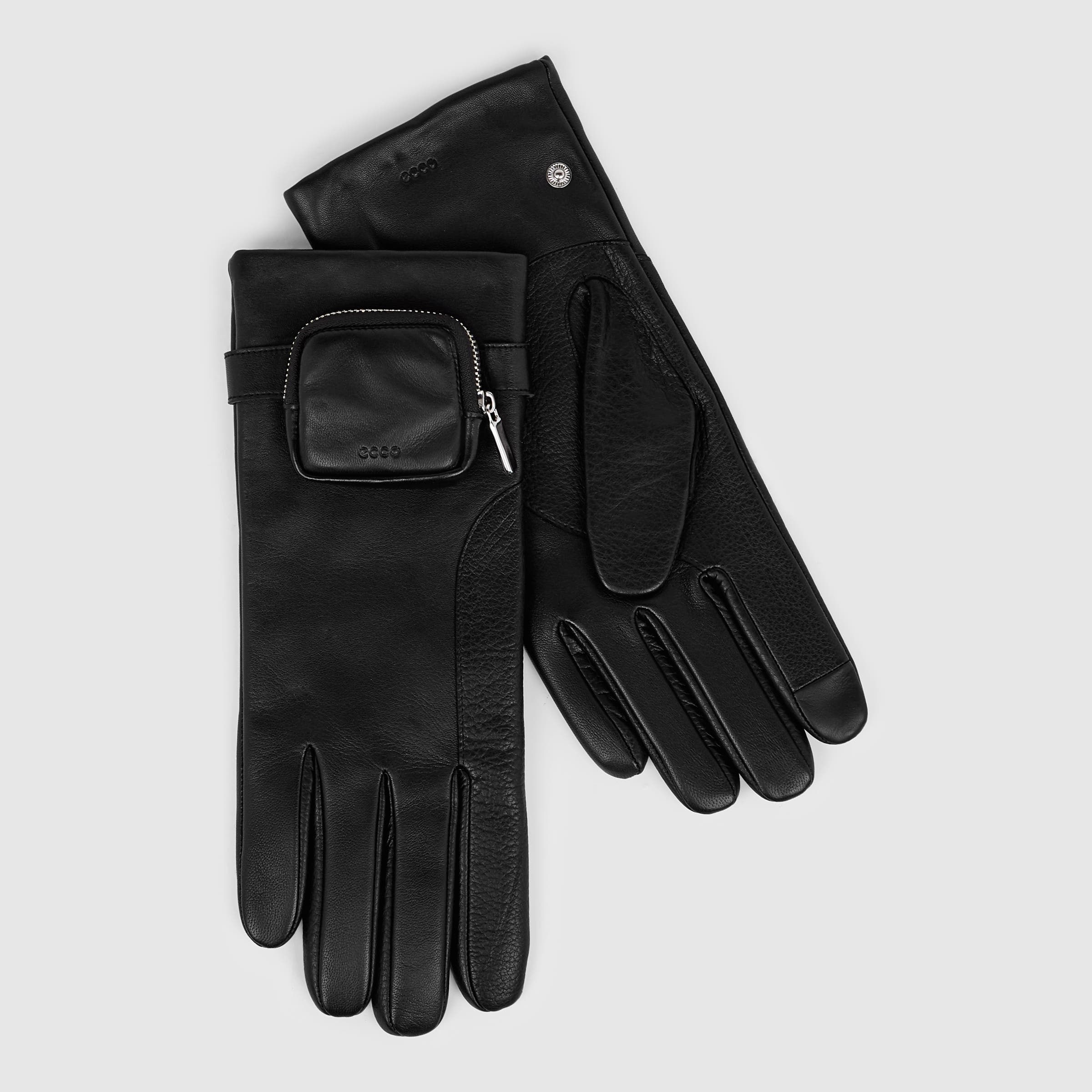 ECCO Mini Pouch Gloves メンズ レザーグローブ - ブラック - Main
