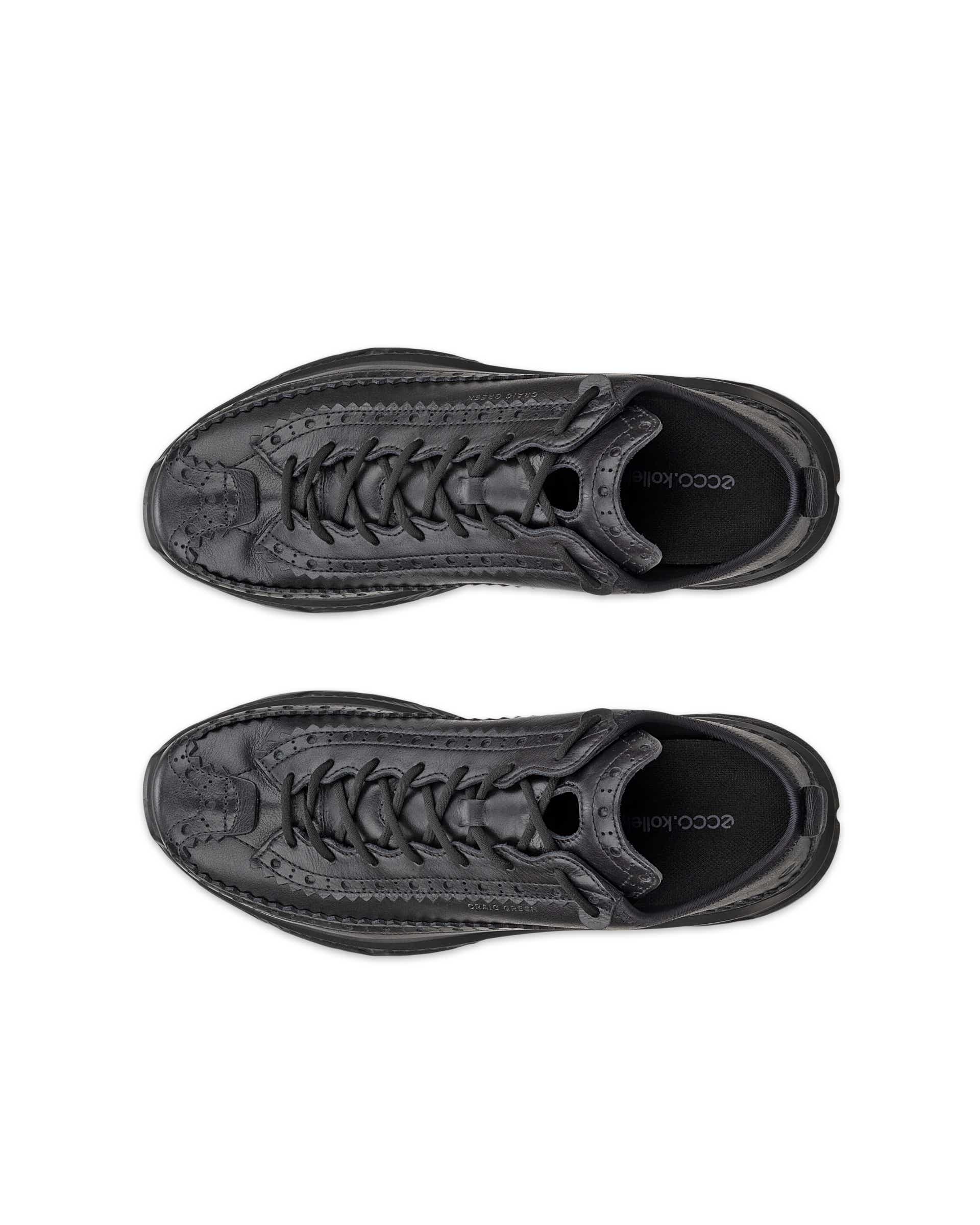Women's ECCO® RECEPTOR XP Leather Platform Trainer - Black - Top left pair