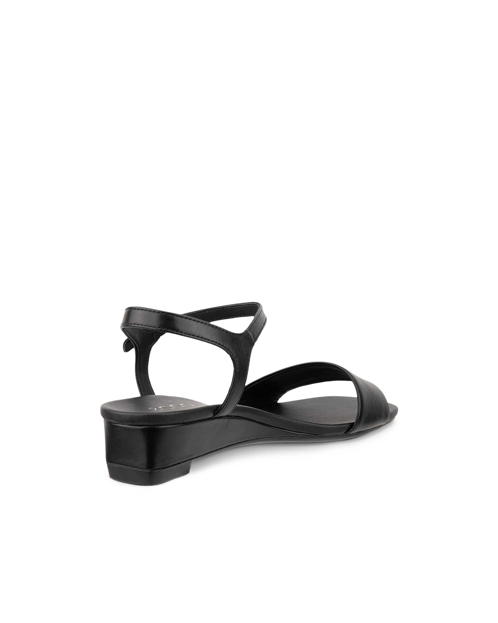 Women's ECCO® Astrid Leather Wedge Sandal - Black - Back