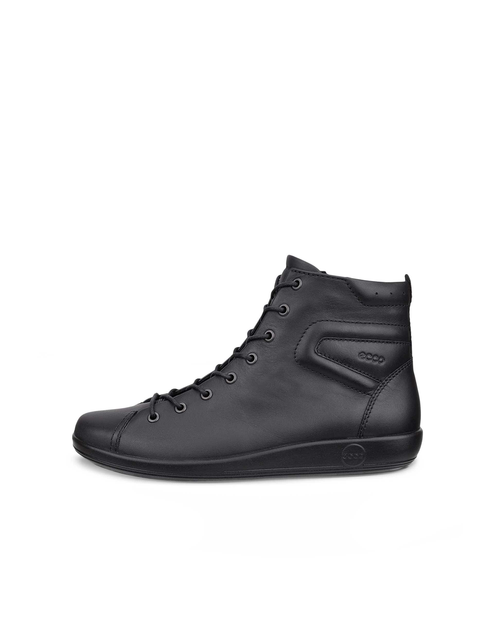 Women's ECCO® SOFT 2.0 Leather Sneaker Boot - Black - Outside