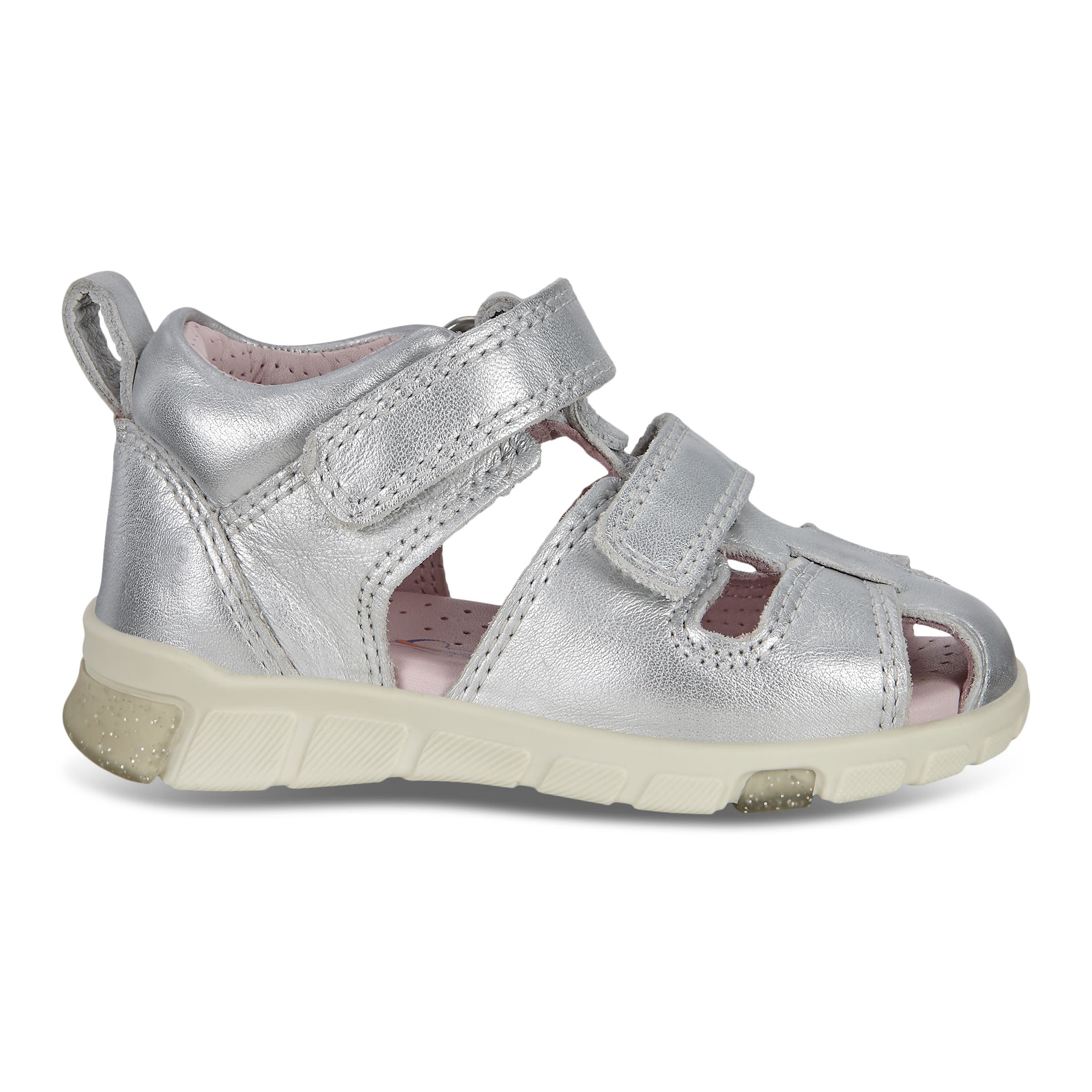 Kids' ECCO® Mini Stride Leather Fisherman Sandal - Metallics - Outside