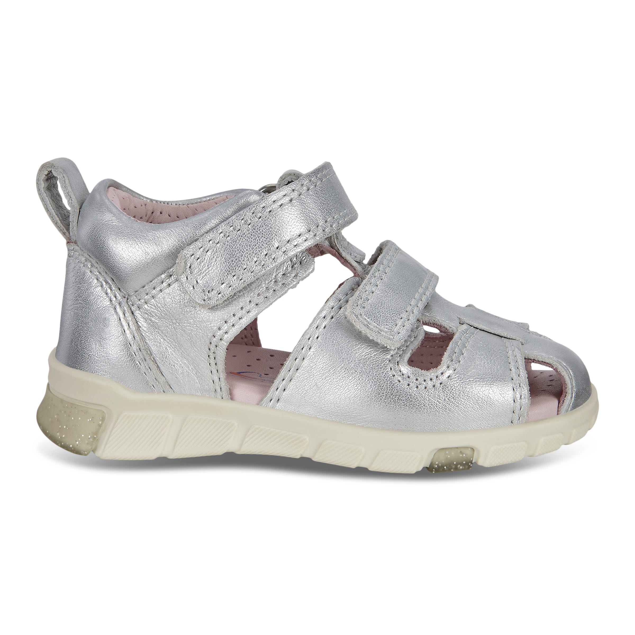 Kids' ECCO® Mini Stride Leather Fisherman Sandal - Metallics - Outside