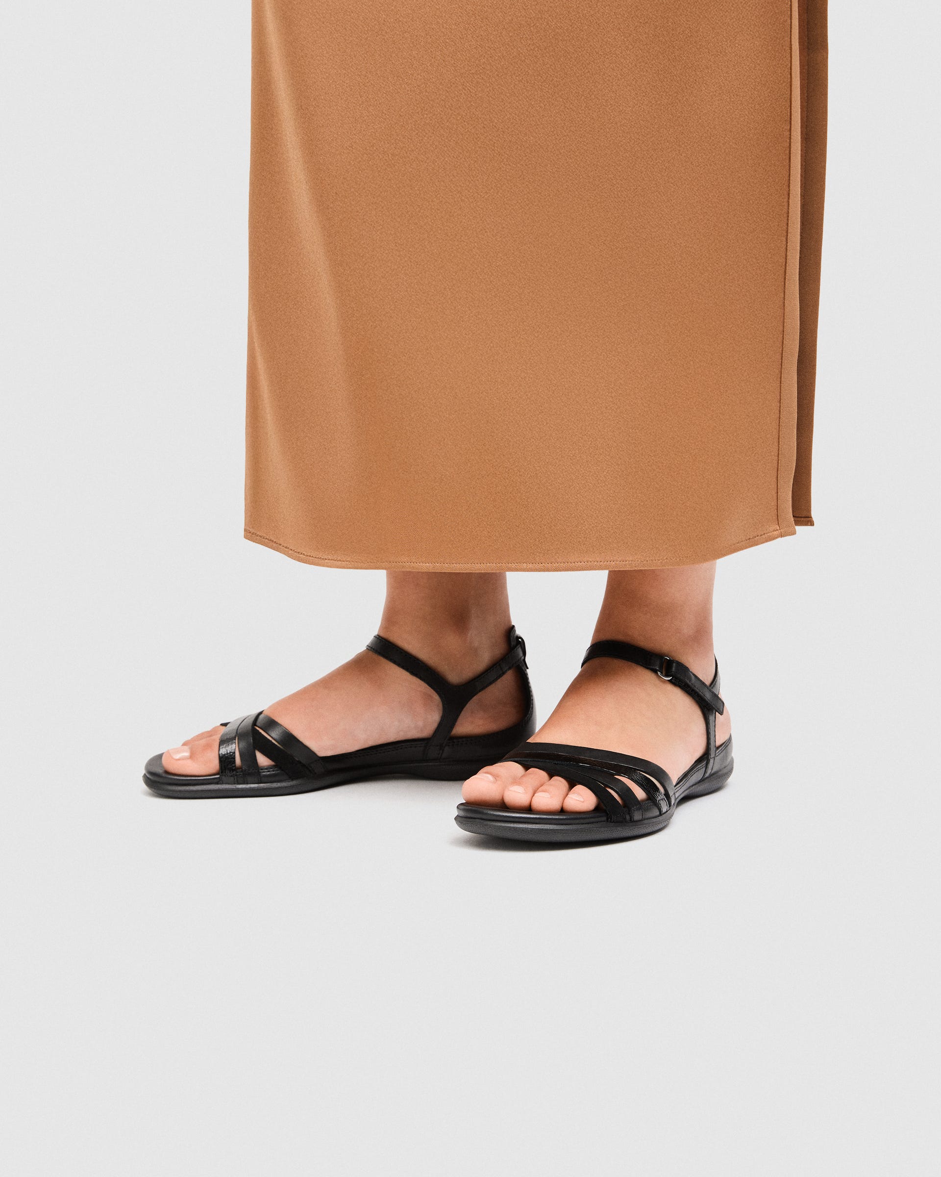 Women's ECCO® Flash Leather Flat Sandal - Black - Lifestyle image-1