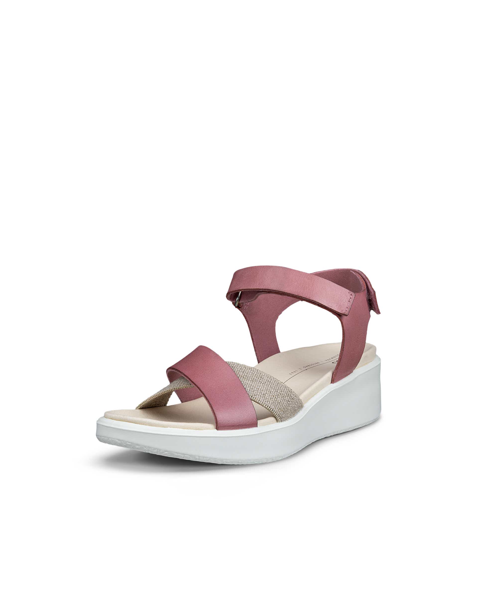 Women's ECCO® FLOWT WEDGE LX Leather Wedge Sandal - Pink - Main