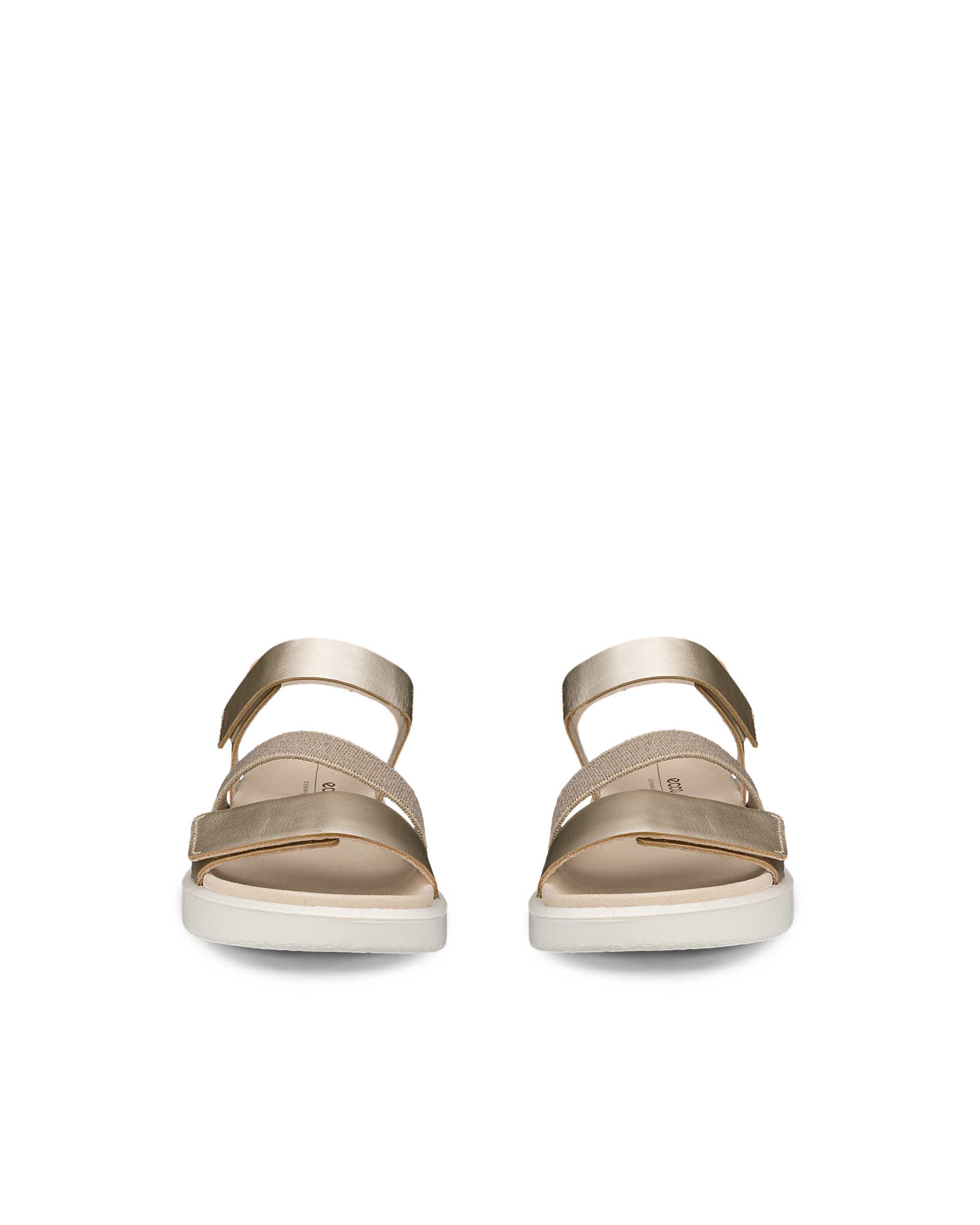 ECCO® Flowt sandale plate en cuir pour femme - Métallisé - Front pair