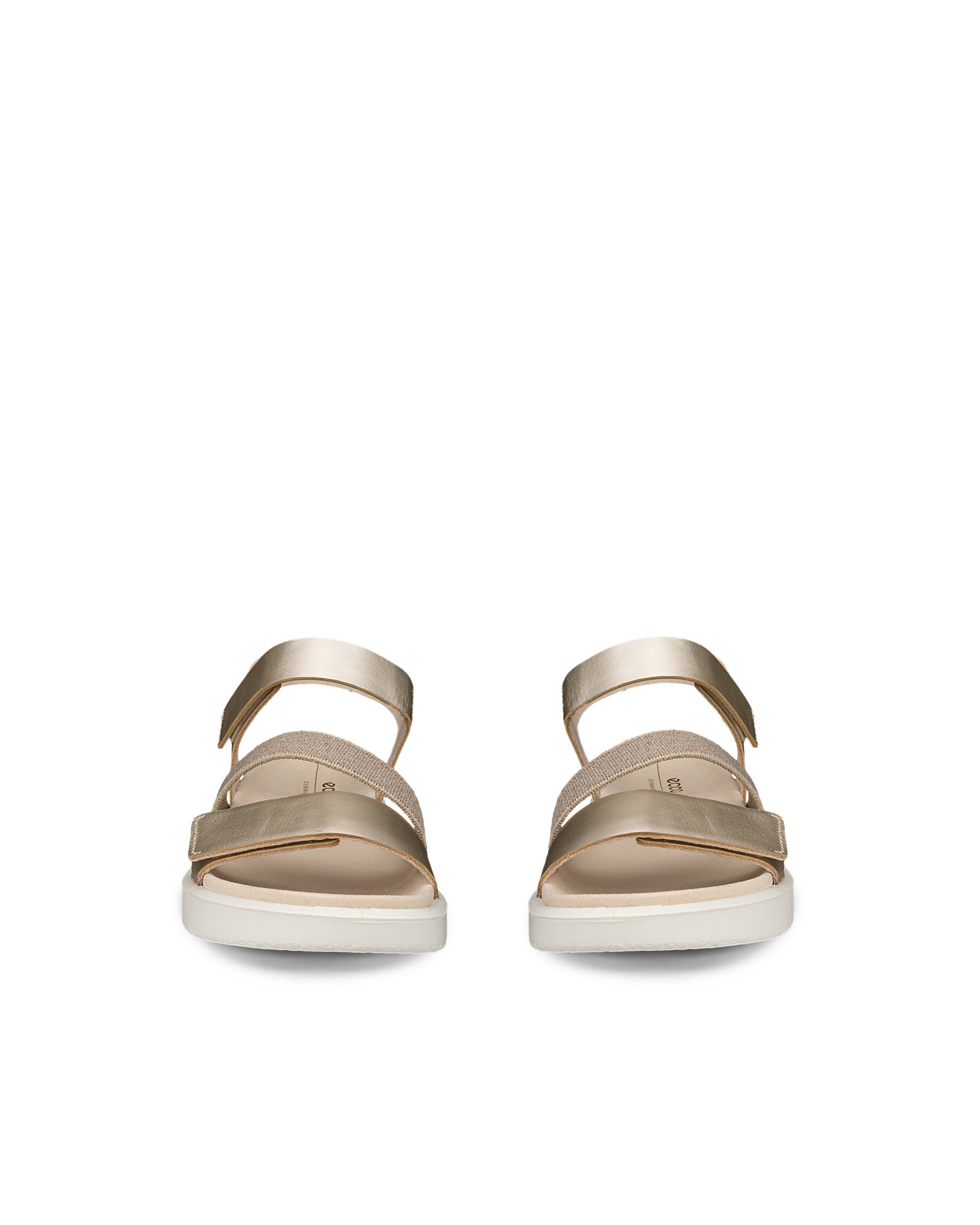 Women's ECCO® Flowt Leather Flat Sandal - Metallic - Front pair