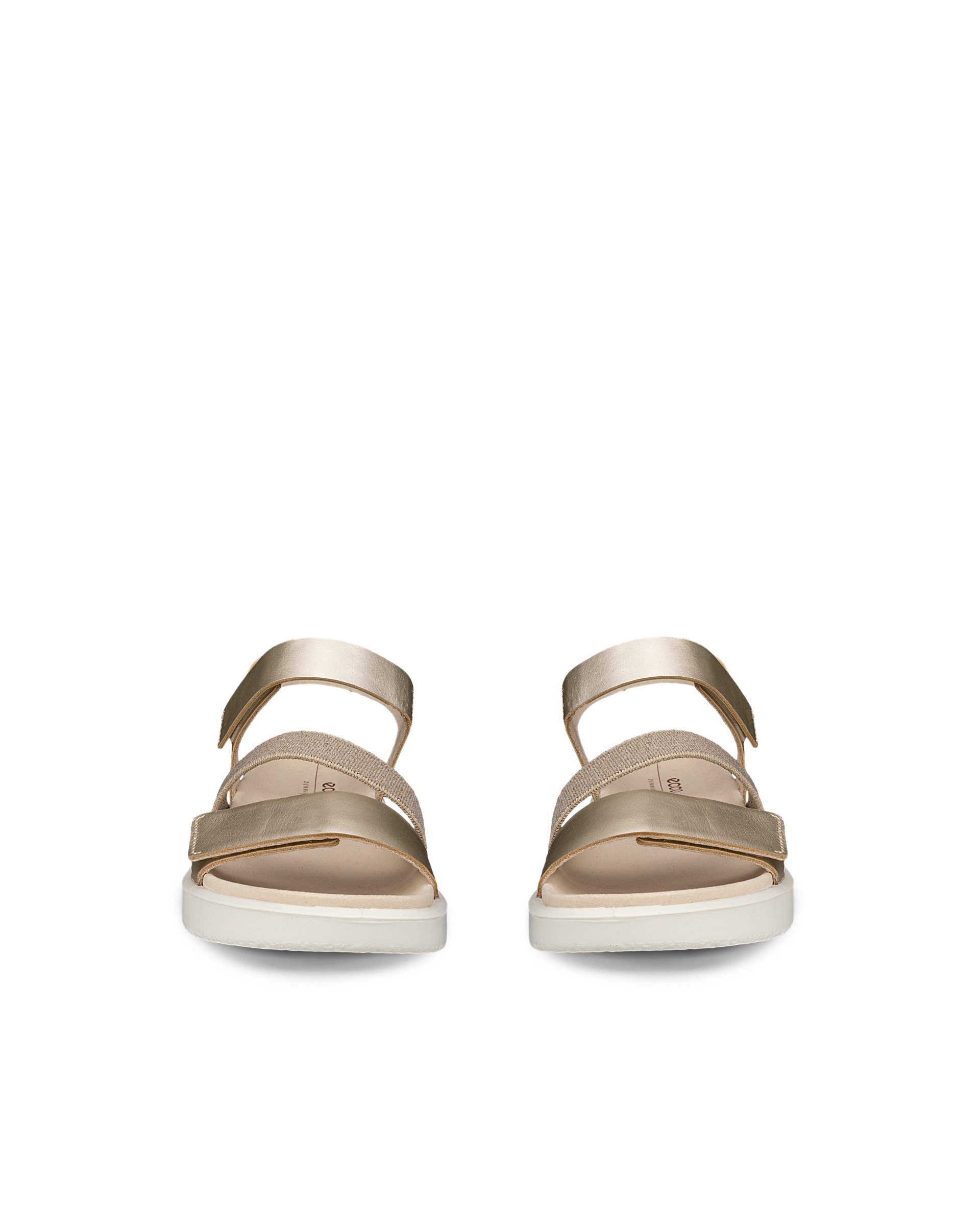 ECCO® Flowt sandale plate en cuir pour femme - Métallisé - Front pair