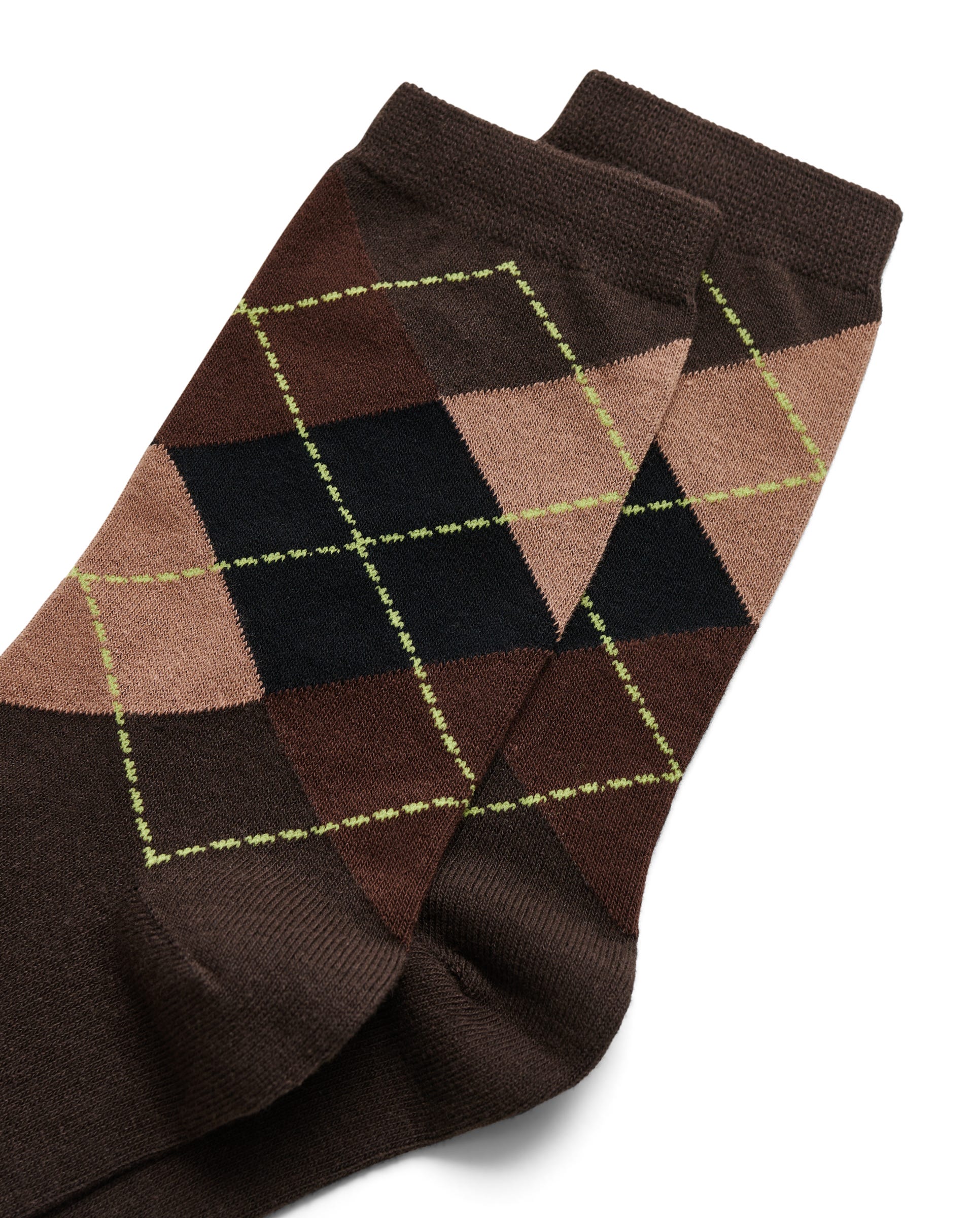Women's ECCO® Classic Harlequin Mid-Cut Socks - Brown - Detail-1